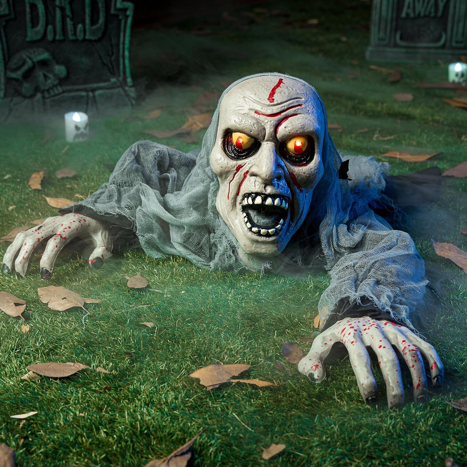 JOYIN Halloween Decorations Outdoor Light-Up Zombie Groundbreaker with bloodstain and Creepy Sound for Halloween