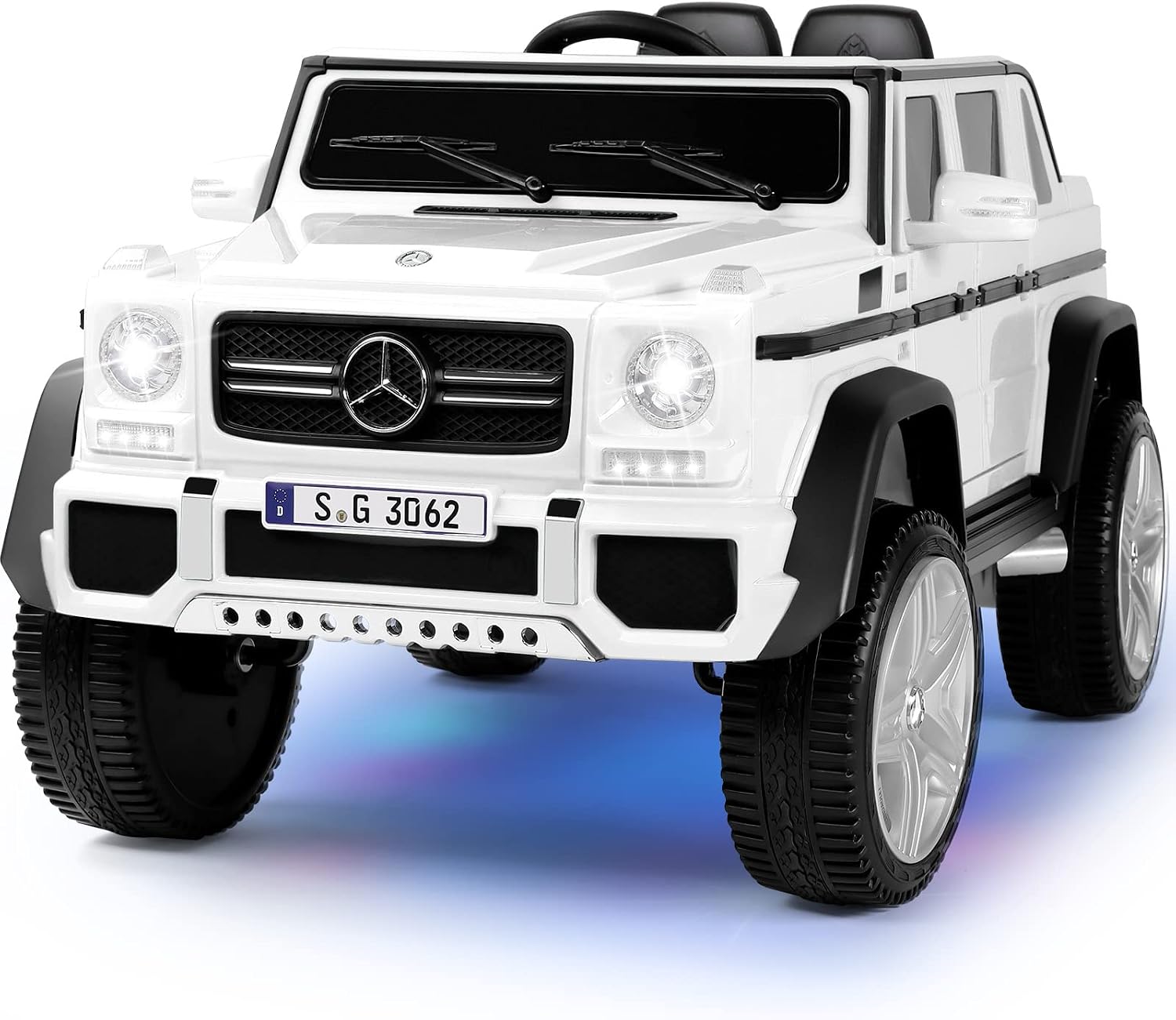 JOYLDIAS Mercedes-Benz Maybach G650S Ride On Car – 12V Battery, Remote Control, 2 Motors, 3 Speeds, Music & LED Lights, White