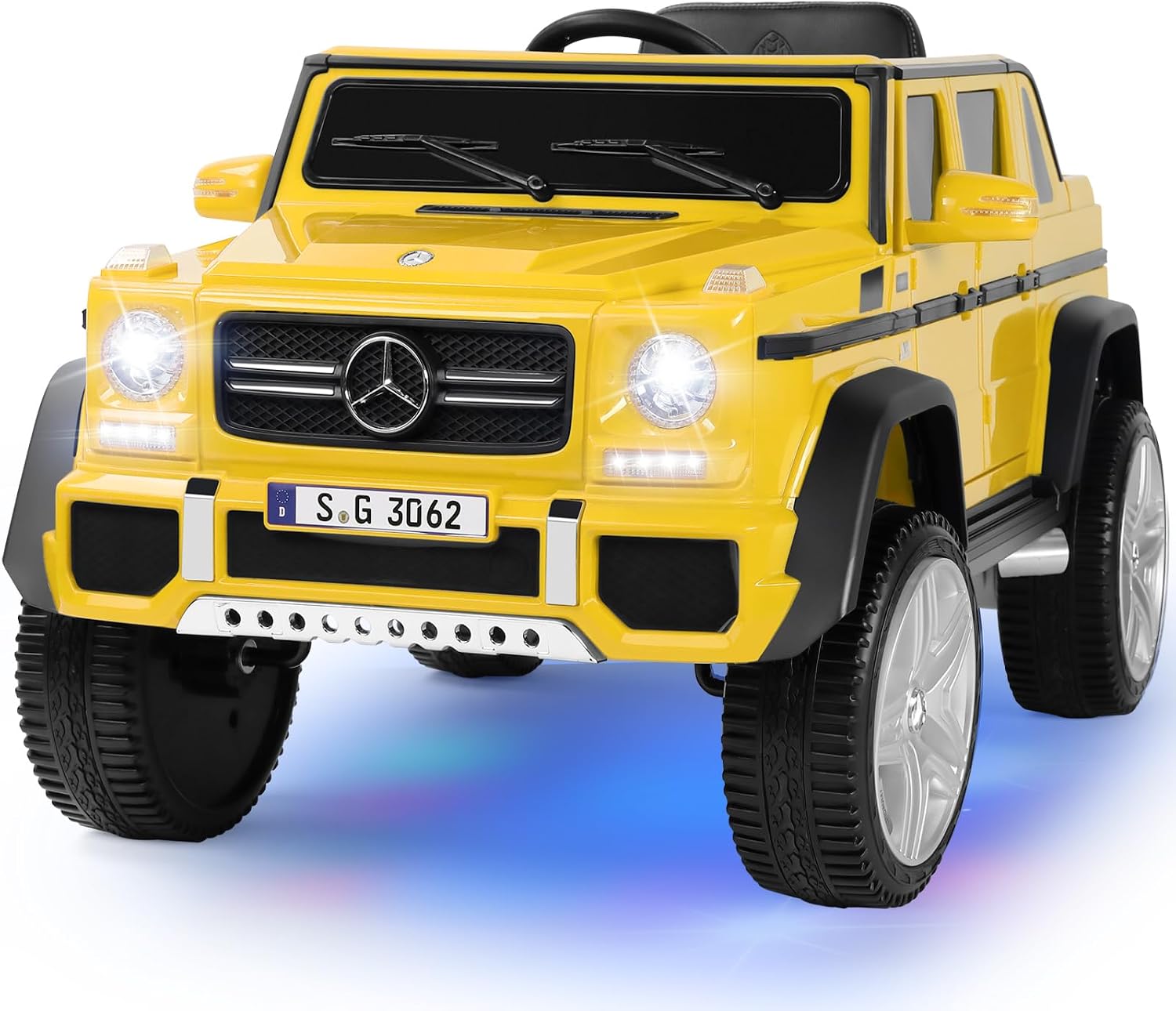 JOYLDIAS Mercedes-Benz Maybach G650S Ride On Car – 12V Battery, Remote Control, 2 Motors, 3 Speeds, Music & LED Lights, Yellow