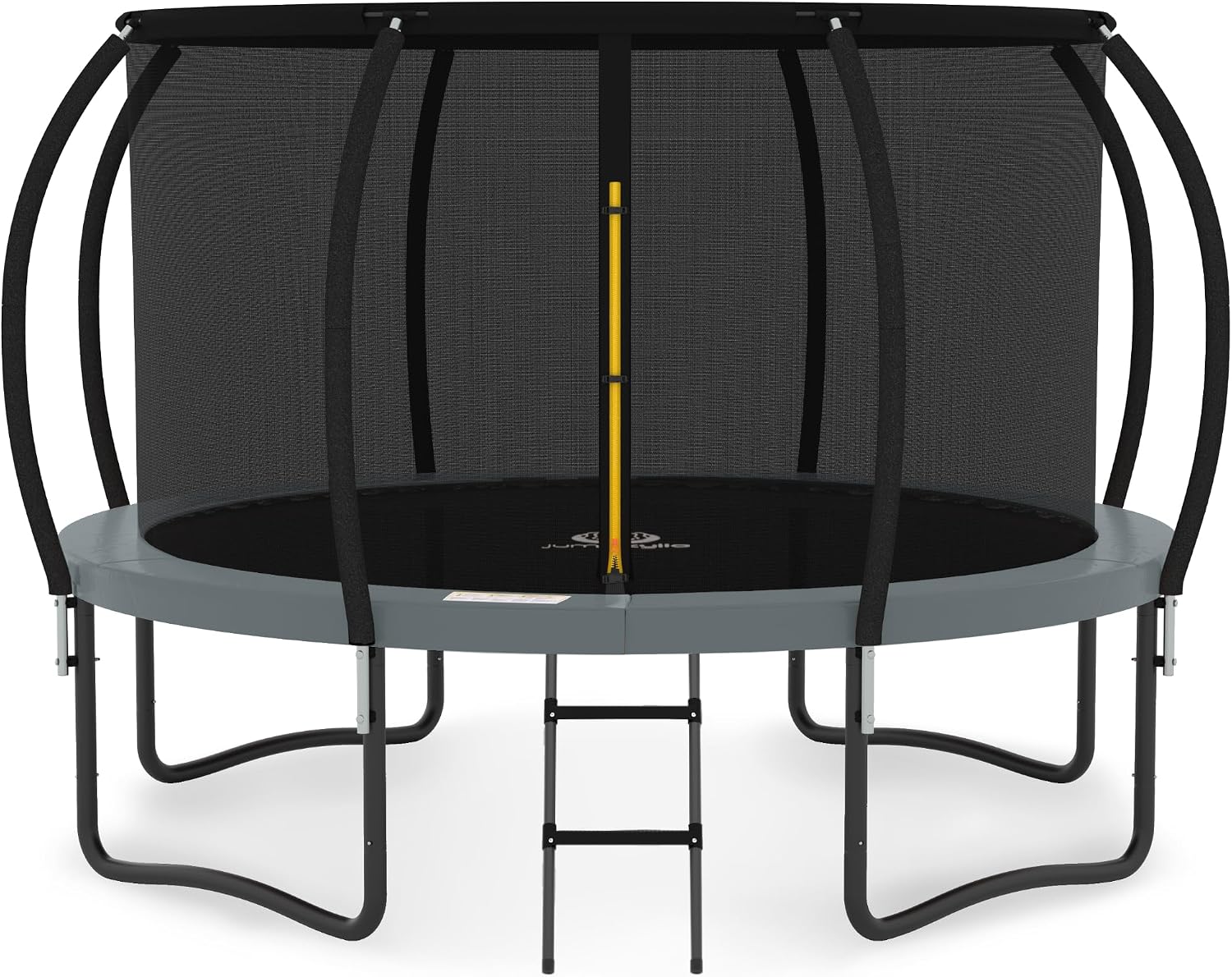 JUMPZYLLA Trampoline Outdoor 10FT – ASTM Approved with Enclosure, Ladder & Anti-Rust Frame for Kids & Adults – Gray