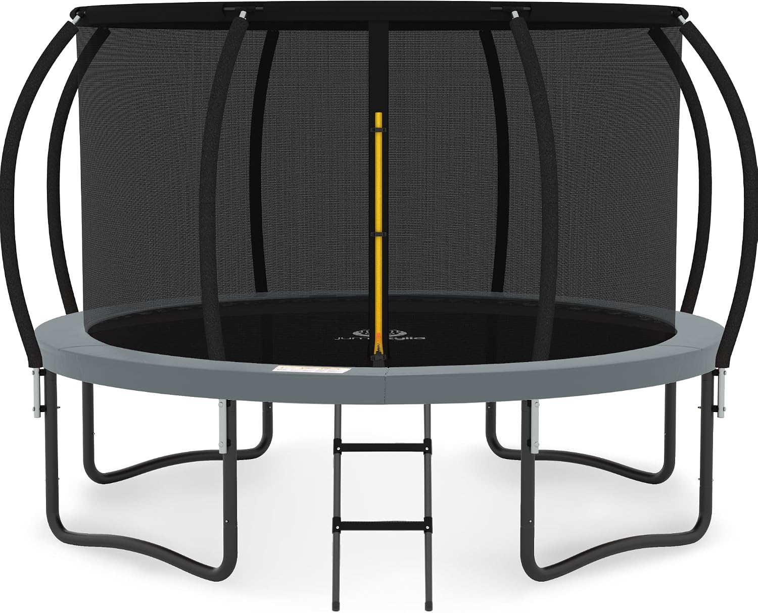 JUMPZYLLA Trampoline Outdoor 12FT – ASTM Approved with Enclosure, Ladder & Anti-Rust Frame for Kids & Adults – Gray