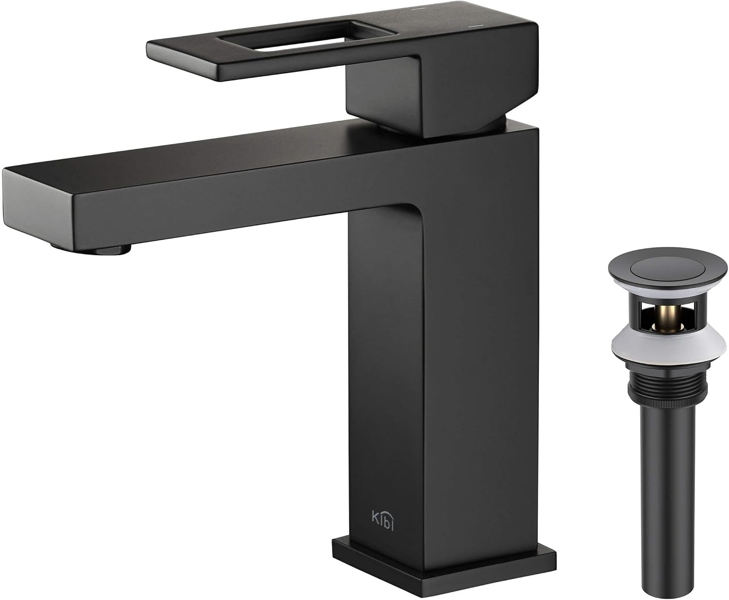 KIBI Cube Single-Hole Single-handle Bathroom Faucet C-KBF1002MB-KPW100MB – Matte Black