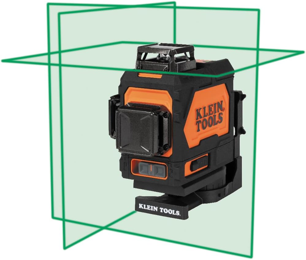 Klein Tools 93PLL Self-Leveling Laser Level with Bright Green 3×360-Degree Planes, Rechargeable Battery, Magnetic Mount