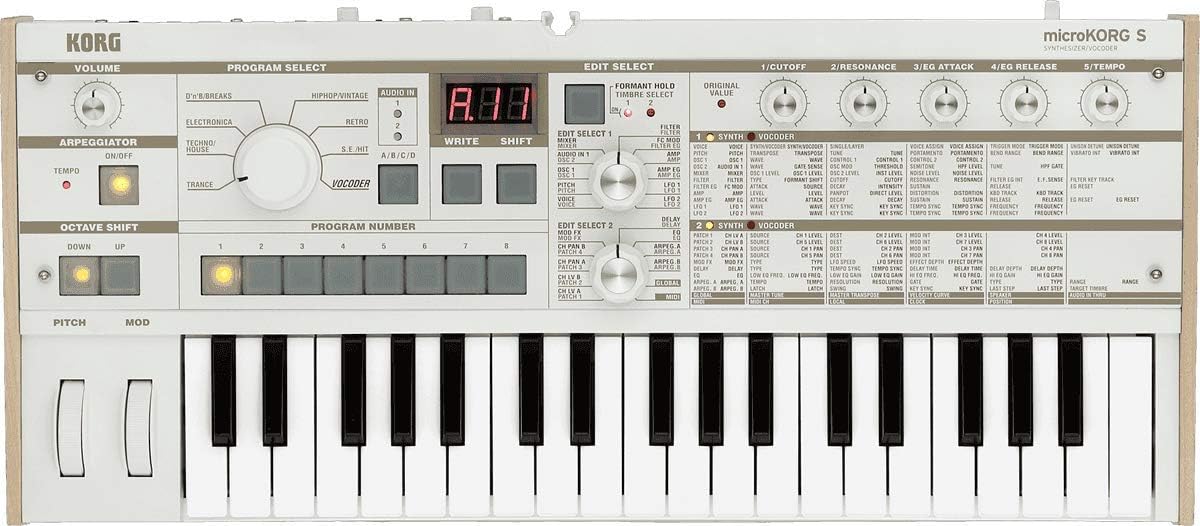 Korg microKORG S Compact Analog Modeling Synthesizer w/ Vocoder Mini Mic and built-in Stereo Speaker System