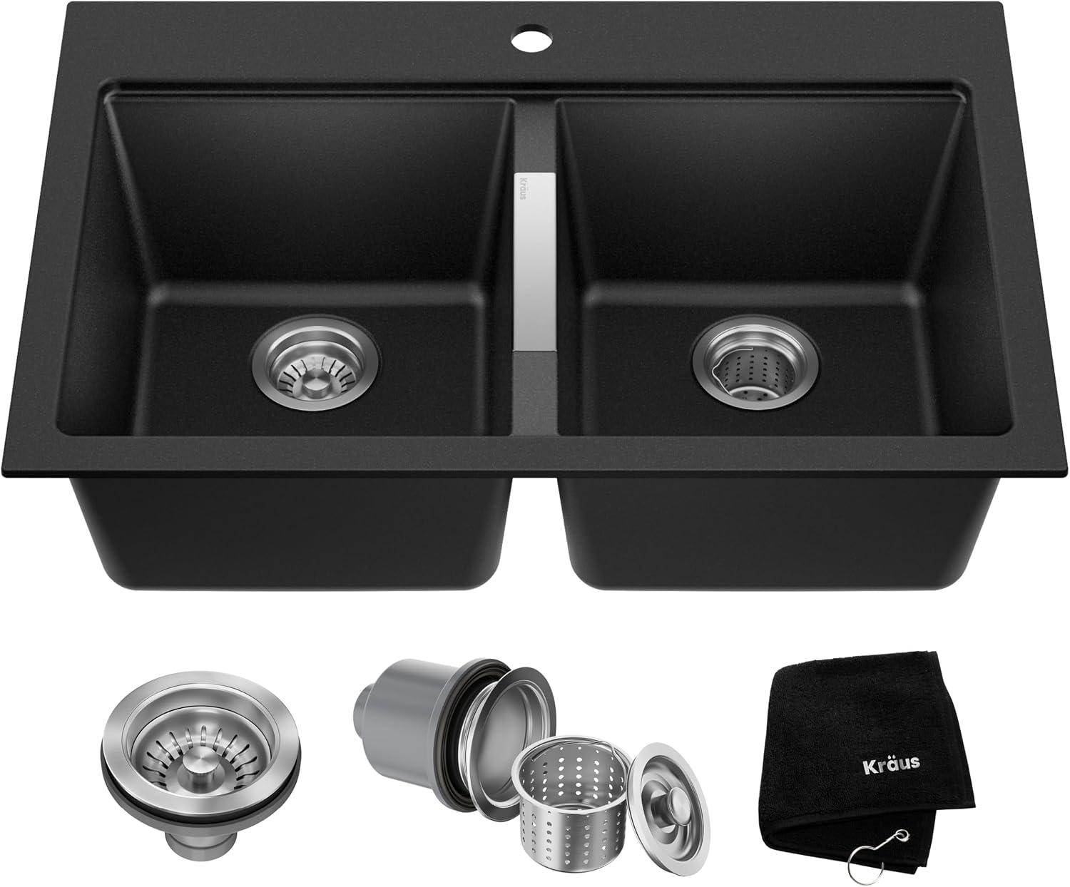 Kraus KGD-433B Quarza Standard Kitchen Sink, 33 Inch, Black Onyx