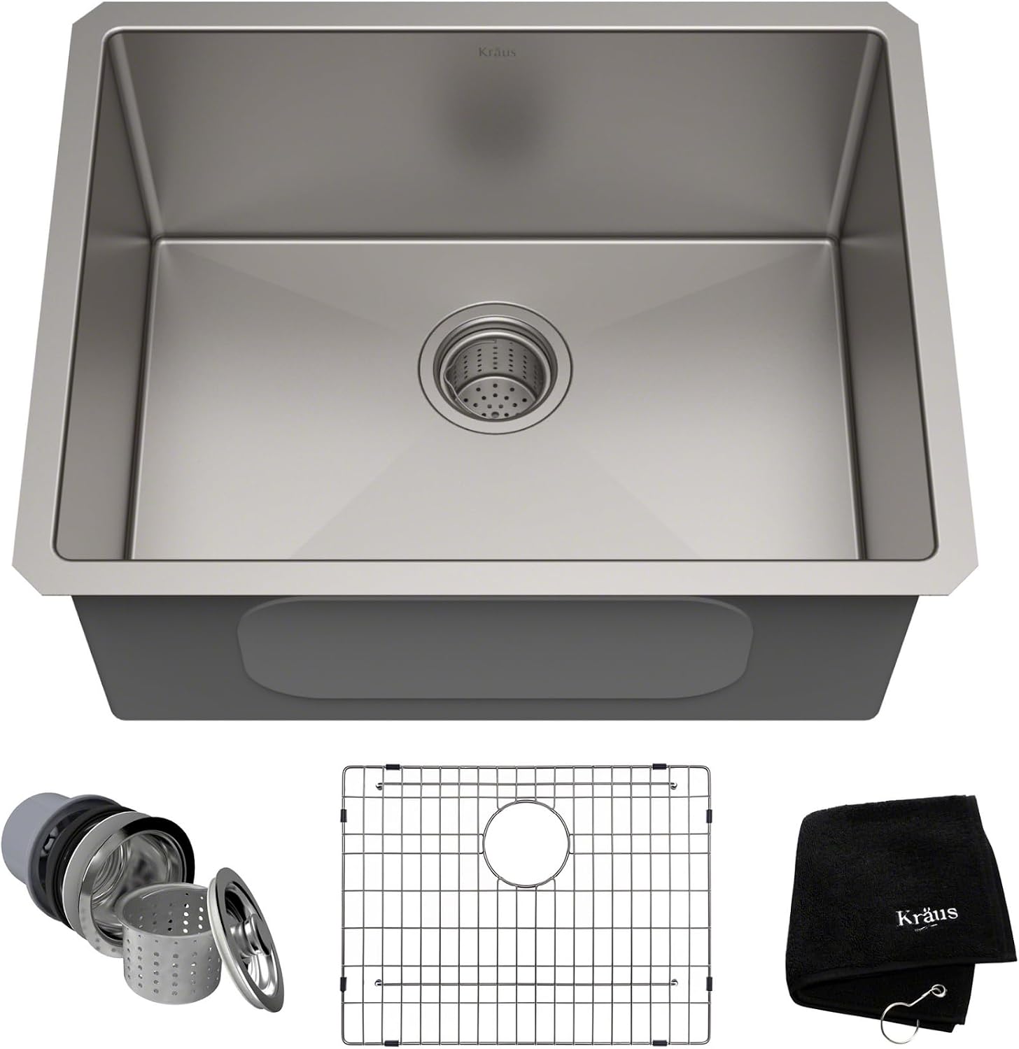 KRAUS Standard PRO 23-Inch 16 Gauge Undermount Single Bowl Stainless Steel Kitchen Sink, KHU101-23