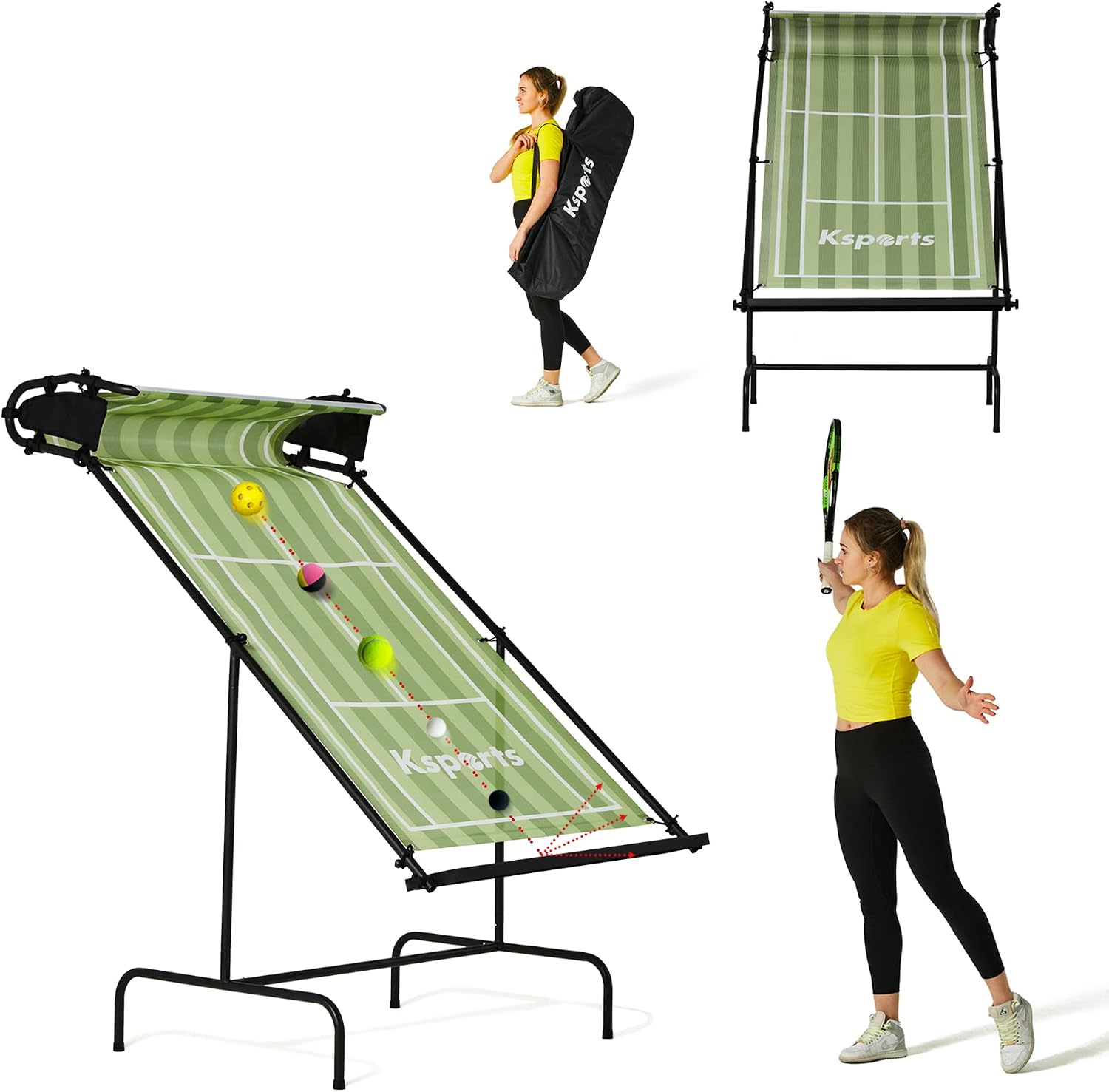 Ksports Racket Sports Indoor Outdoor Tennis Rebounder Net with Carry Bag, Green