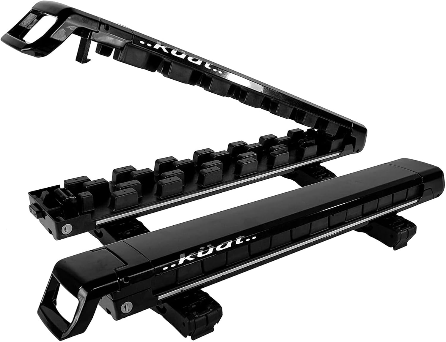 KUAT Snowboard Racks, Grip 4 Durable Universal Car SUV Rooftop Crossbars, Slide-Out Locking, Fits 4 Skis/2 Snowboards – Black with Gray Anodize