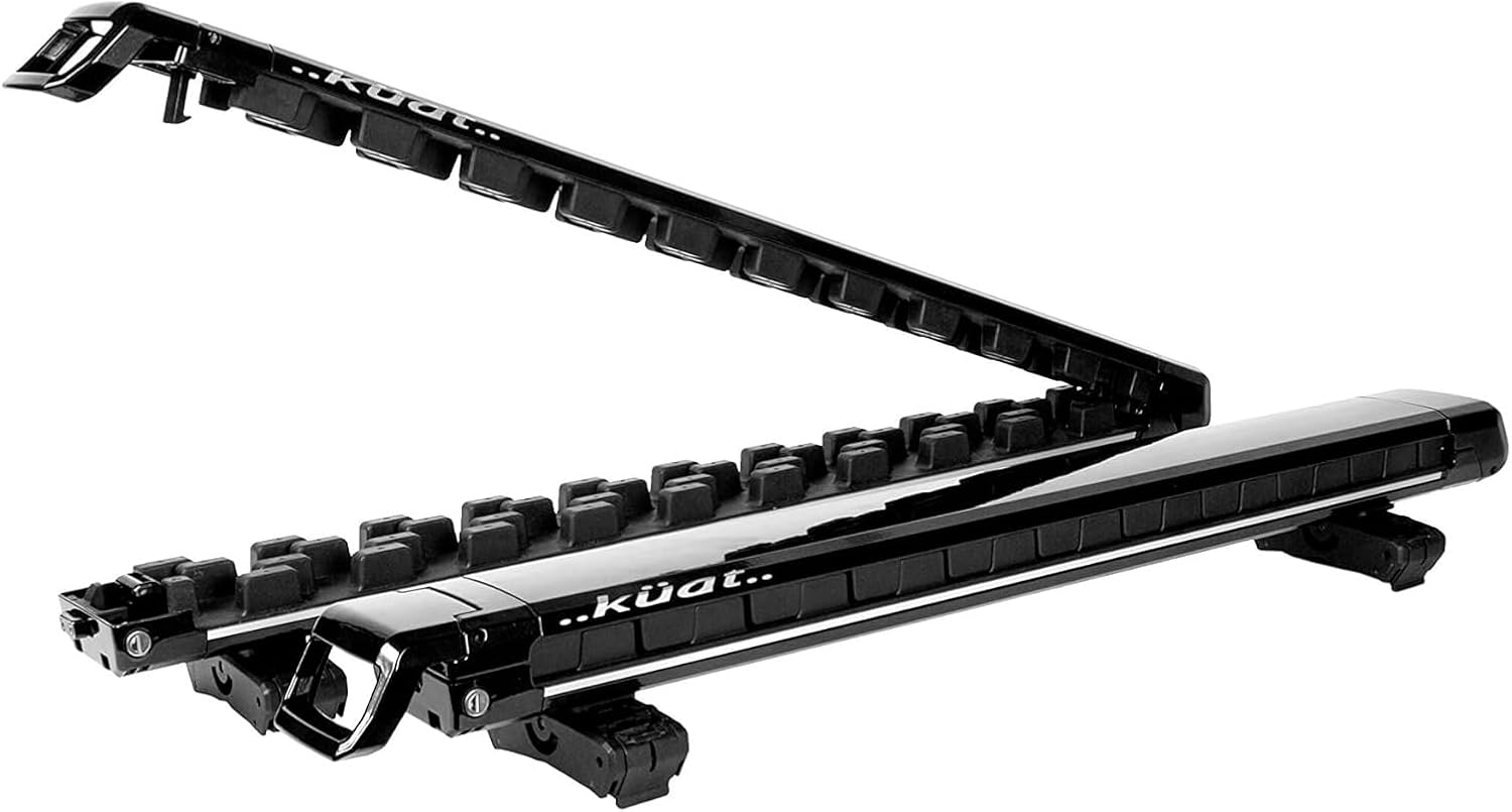 KUAT Snowboard Racks Grip 6 Durable Universal Car SUV Rooftop Crossbars, Slide-Out Locking, Fits 6 Skis/4 Snowboards – Black Metallic w Gray Anodize