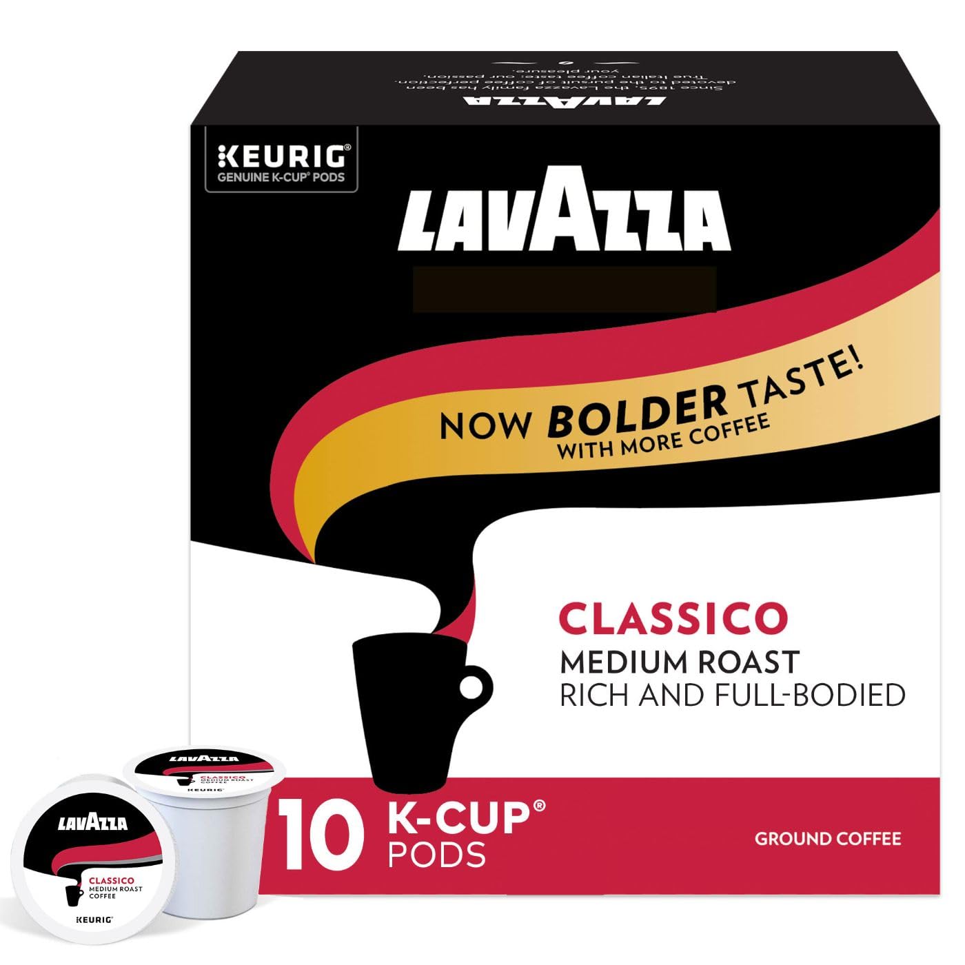 Lavazza Classico Single-Serve Coffee K-Cups for Keurig Brewer, Medium Roast, 10 Count Boxes (Pack of 6)