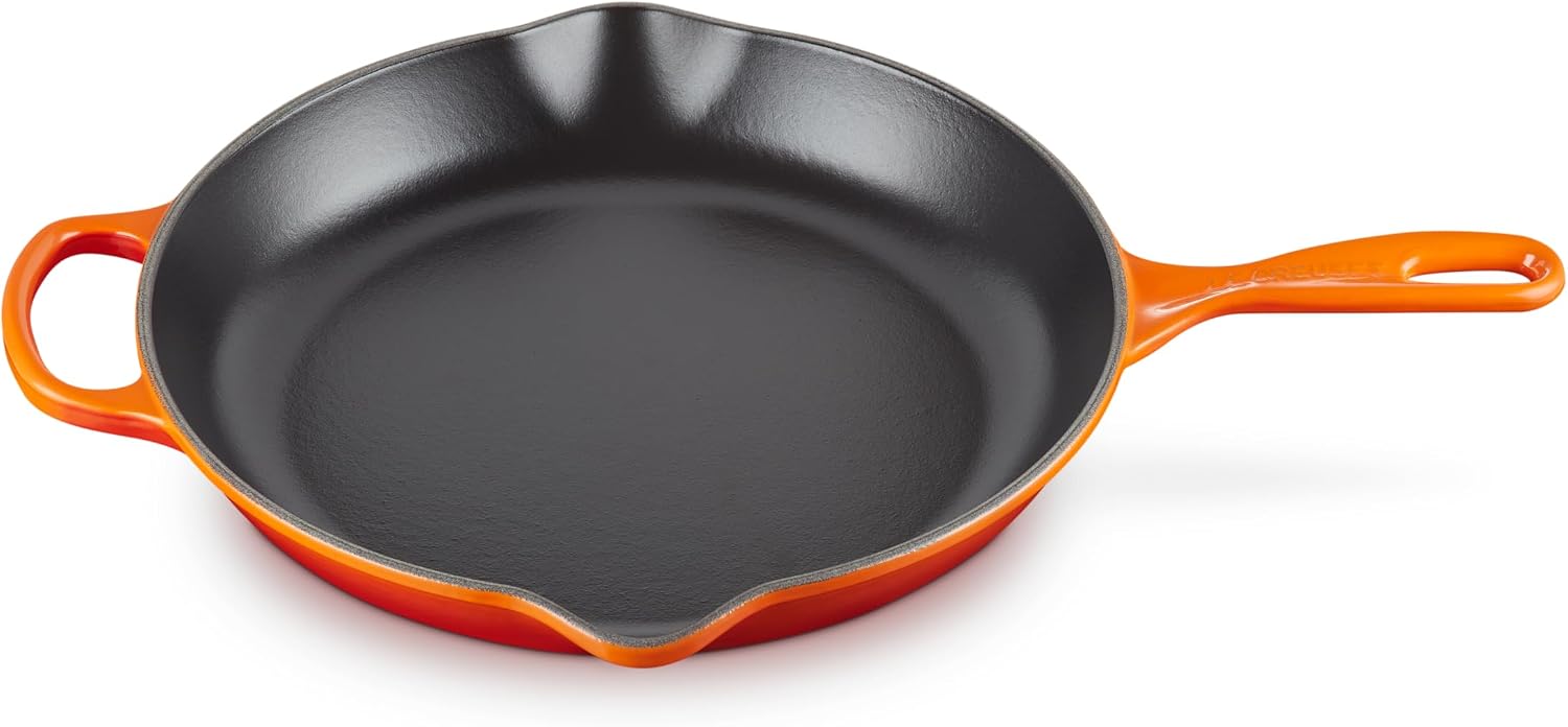 Le Creuset Enameled Cast Iron Signature Iron Handle Skillet, 11.75″ (2-3/8 qt.), Flame