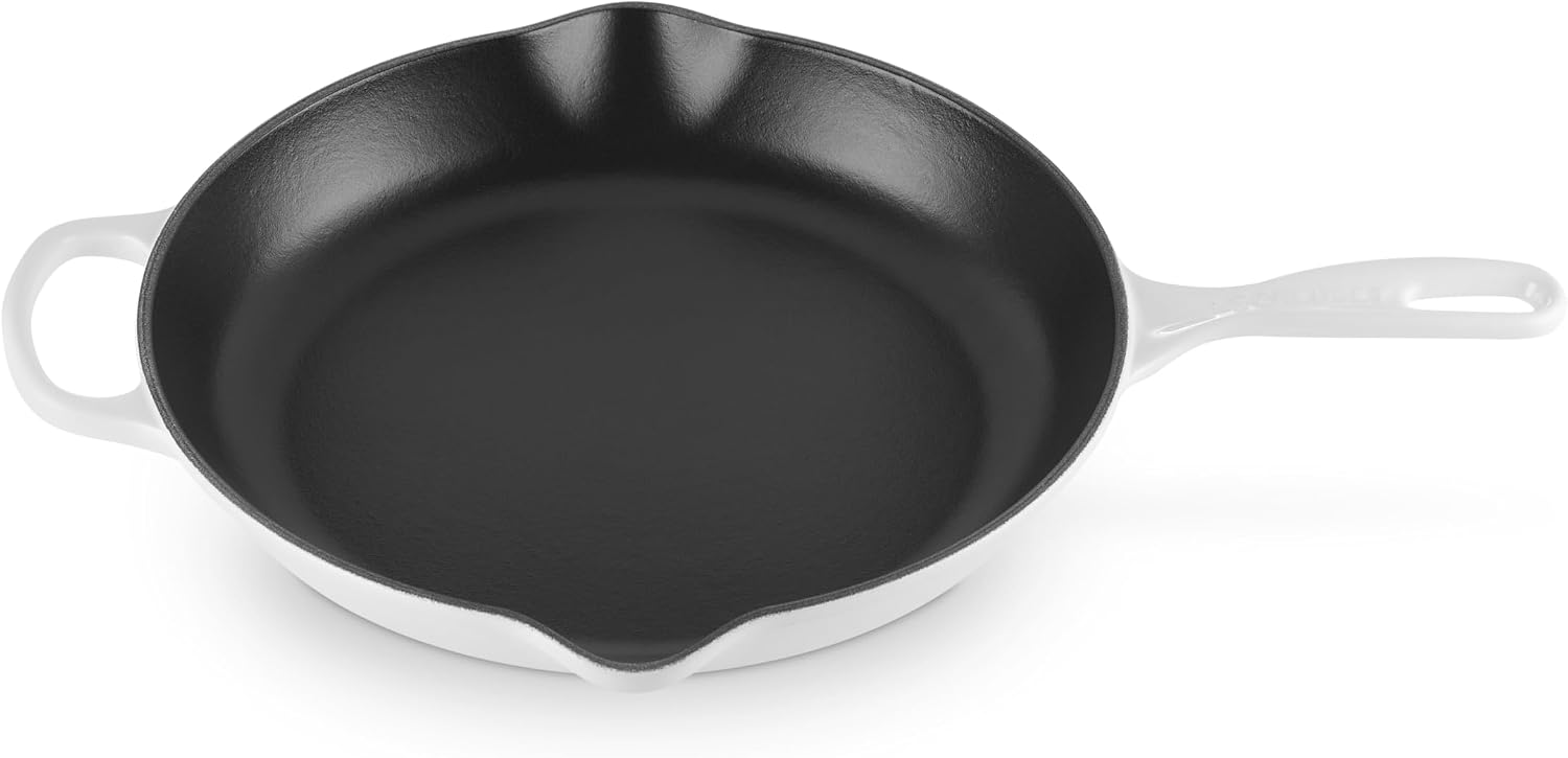 Le Creuset Enameled Cast Iron Signature Iron Handle Skillet, 11.75″ (2-3/8 qt.), White