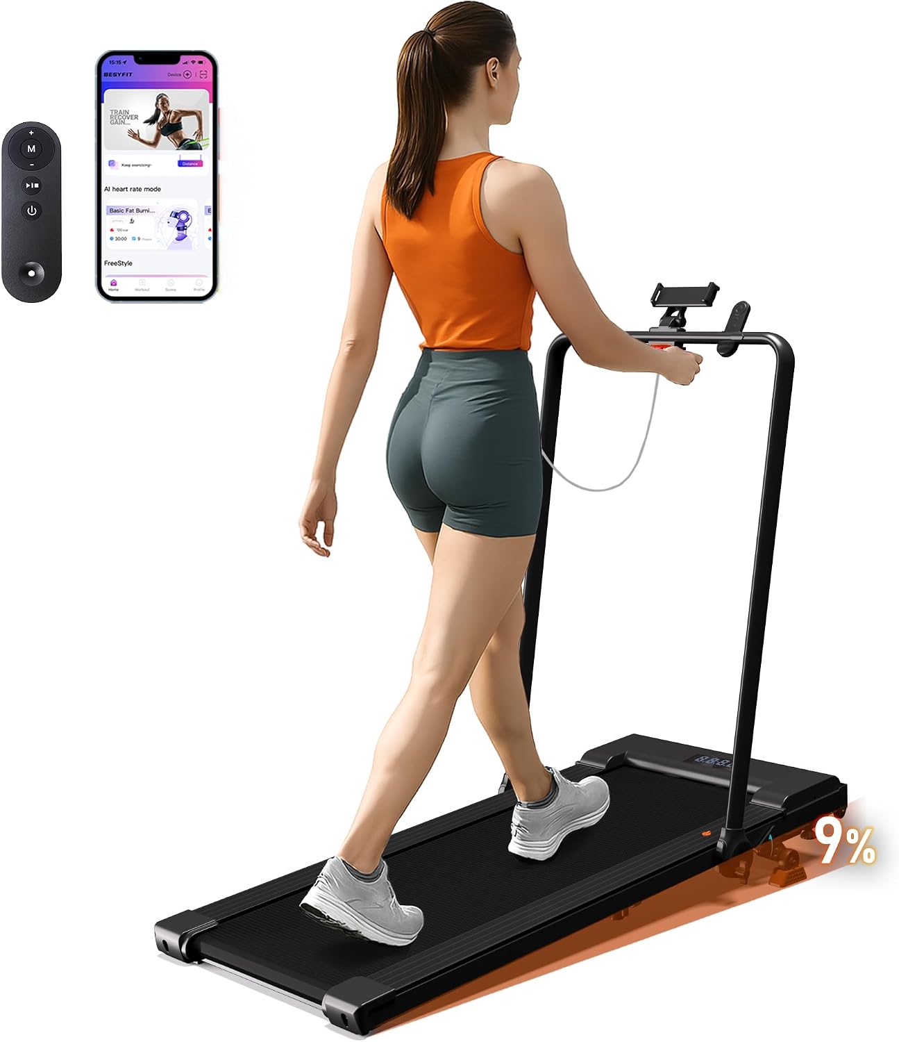 Lichico Portable Walking Pad – Quiet Brushless Under Desk Treadmill with Remote, Perfect for Home & Office Walking, Jogging & Running