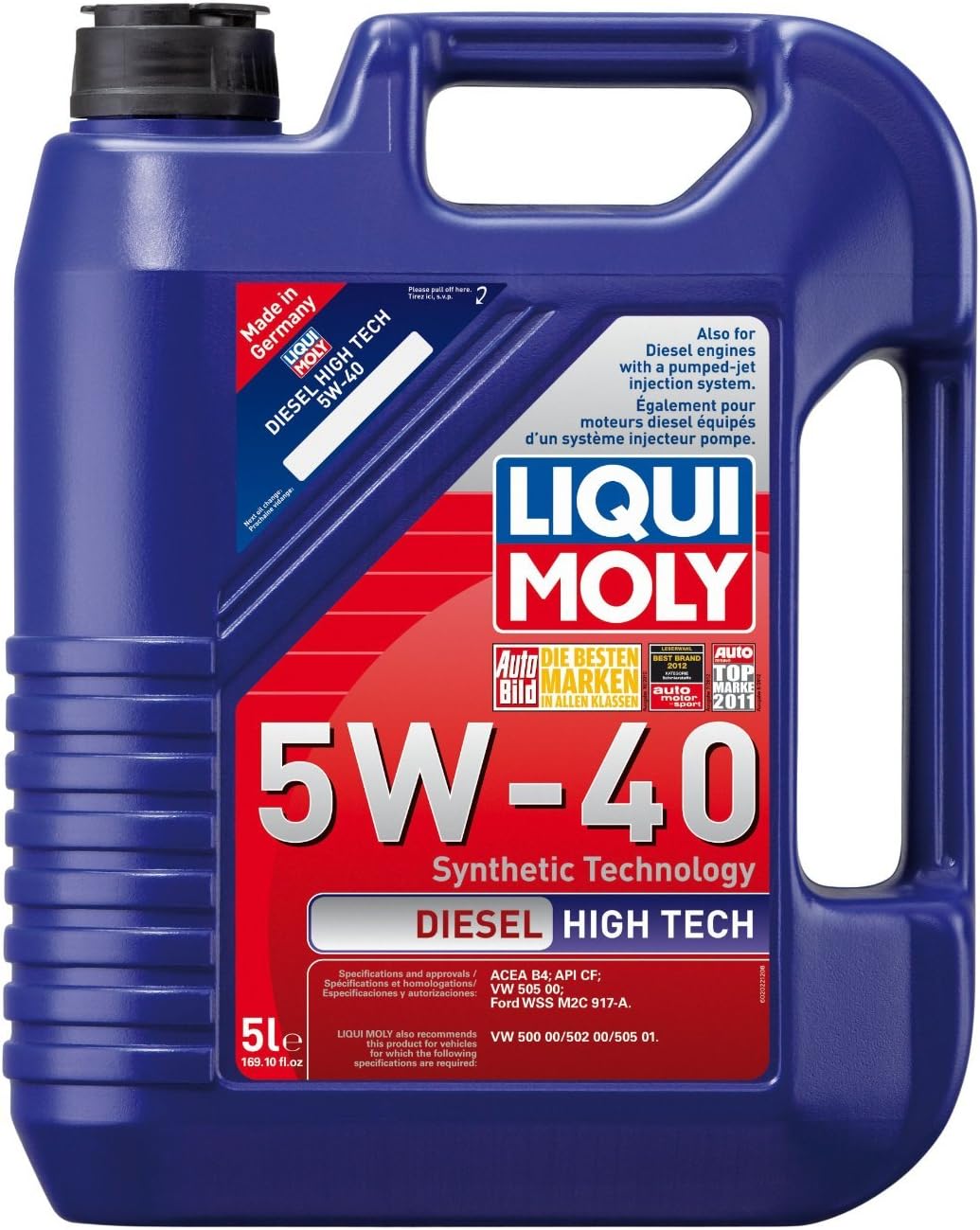 Liqui Moly 2022-4PK Diesel High Tech Synthetic 5W-40 Motor Oil – 5 Liter, (Pack of 4)