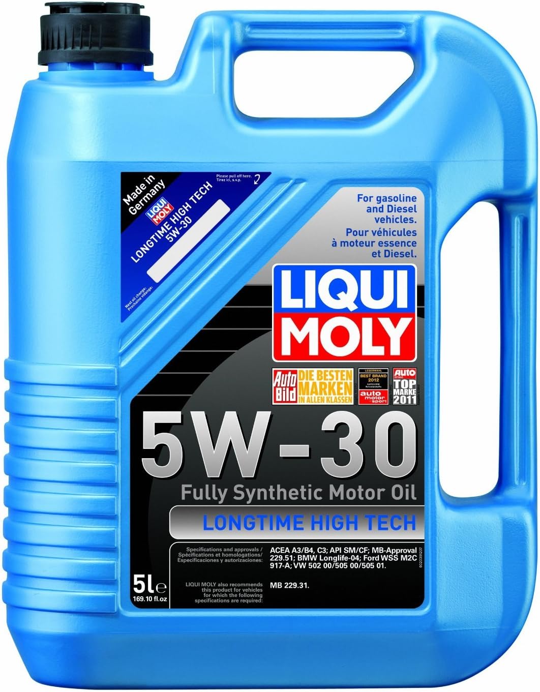 Liqui Moly 2039-4PK Longtime High Tech 5W-30 Synthetic Motor Oil – 5 Liter, (Pack of 4)