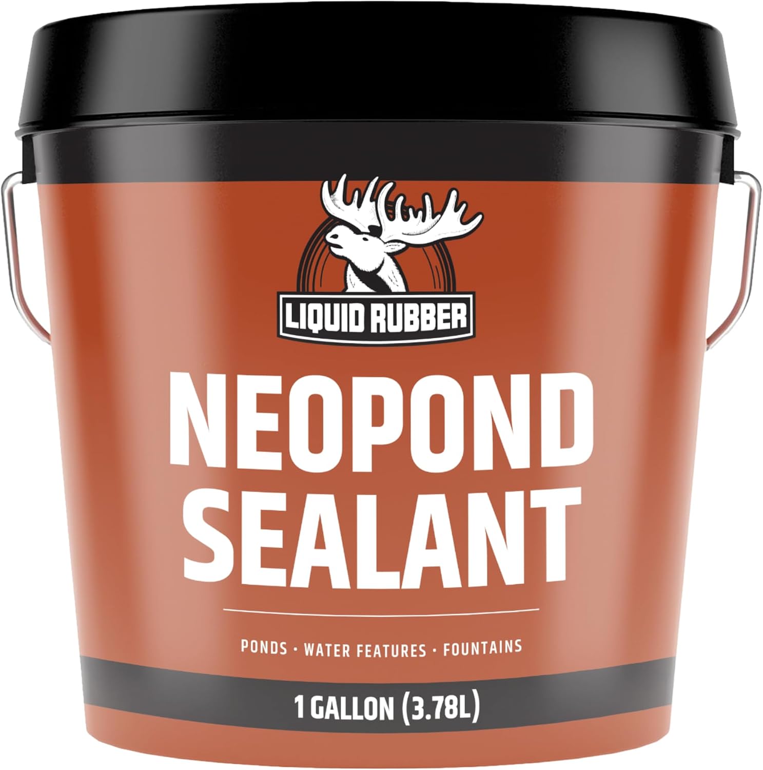 Liquid Rubber NeoPond Waterproof Pond Sealant – Fish & Plant Safe Waterproofing Membrane Sealer for Ponds & Water Features, Black, 1 Gallon