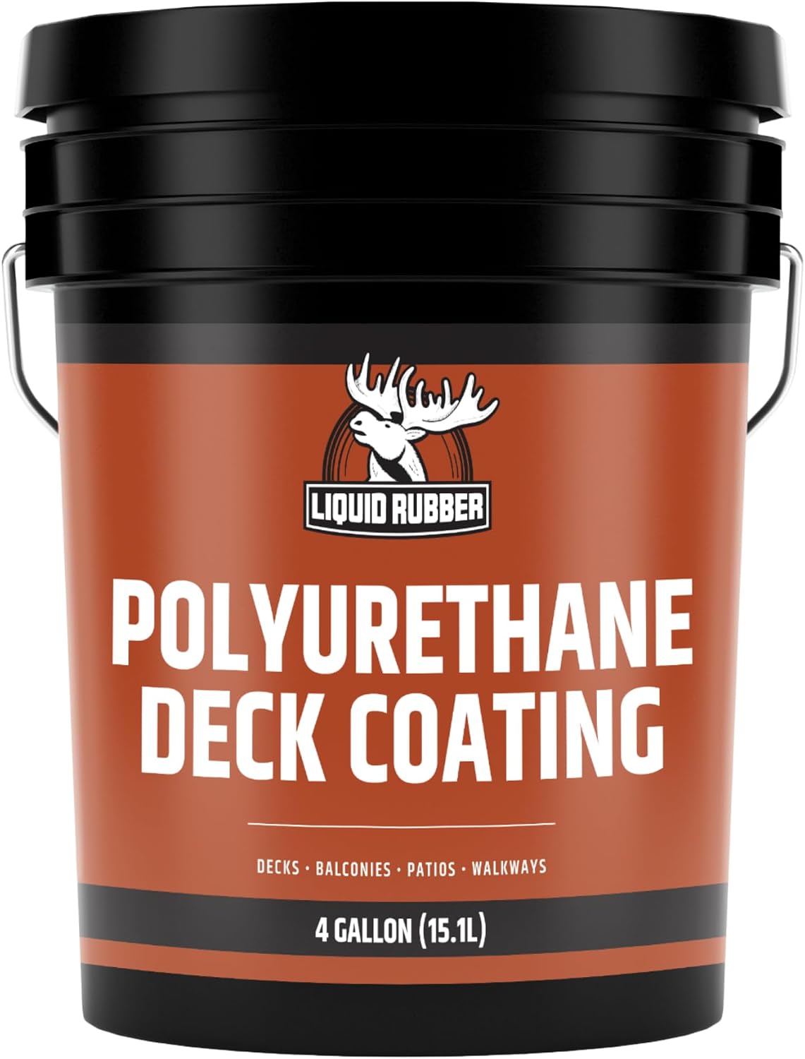 Liquid Rubber Polyurethane Deck Coating – 10X Stronger Than Traditional Deck Paint & Deck Stain – Flexible, Waterproof Sealant for Wood, Concrete & Plywood – Textured Finish – White – 4 Gallon