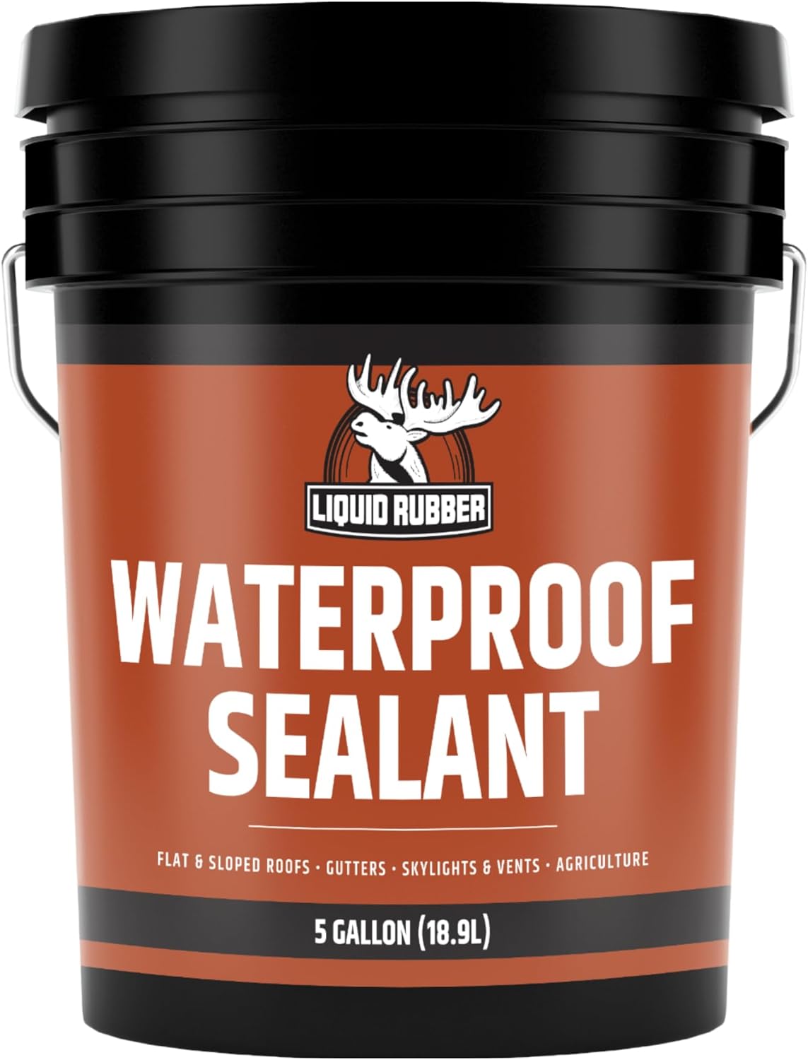 Liquid Rubber Waterproof Sealant – DIY Leak Repair Coating for Flat, Metal & Low Slope Roofs, Foundations, Gutters & More – Flexible Protective Membrane – Black – 5 Gallon