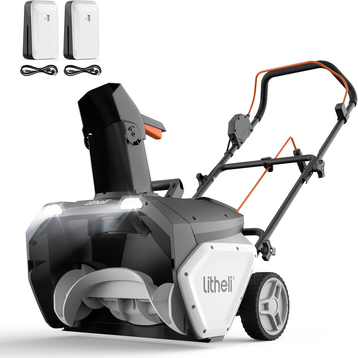 Litheli 2X20V Cordless Snow Blower, 20 Inch Snow Thrower with 4.0Ah Battery, Electric Snow Blowers with LED Spotlight and Brushless Motor