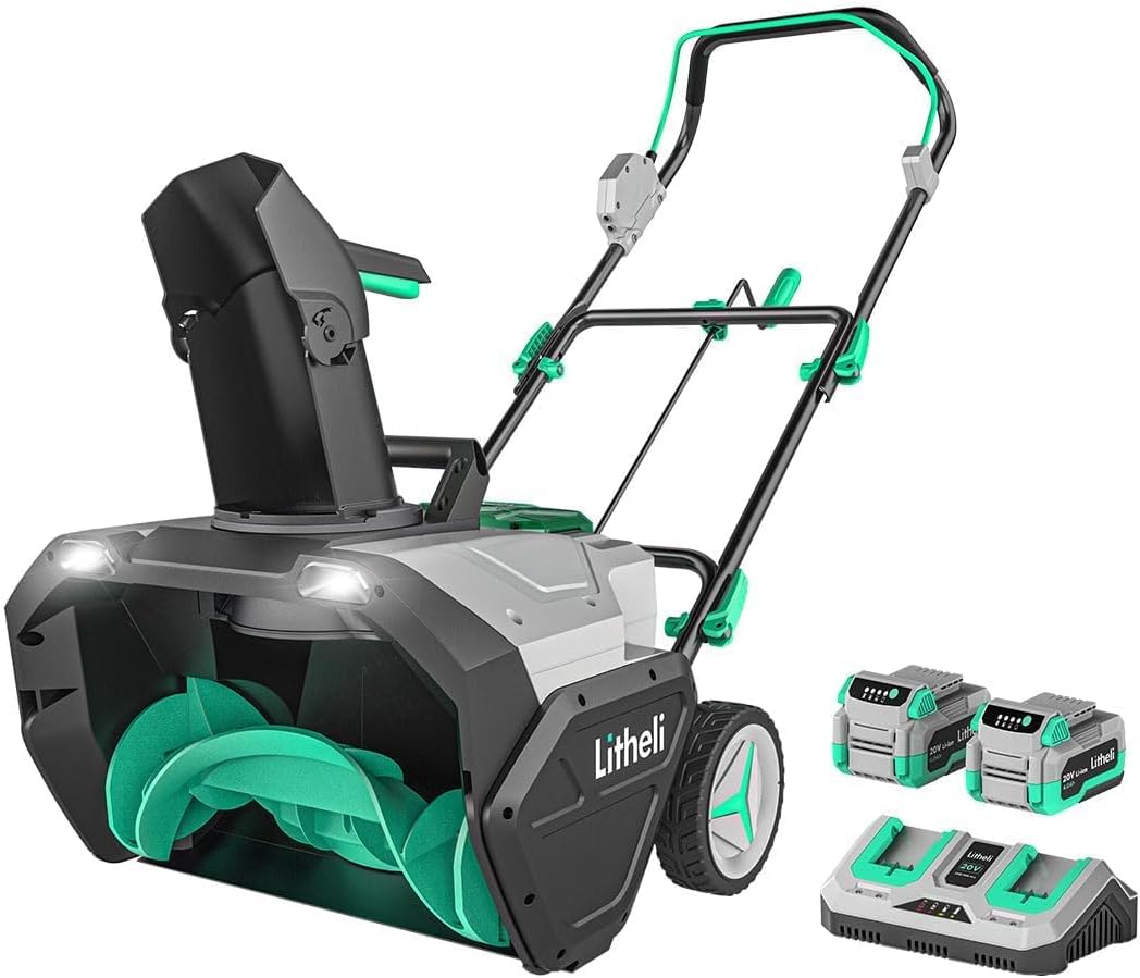 Litheli Cordless Snow Blower, 2X20V (40V) 20 Inch Snow Thrower with Brushless Motor Electric Snow Removal Machine, 2X4.0Ah Battery & Charger