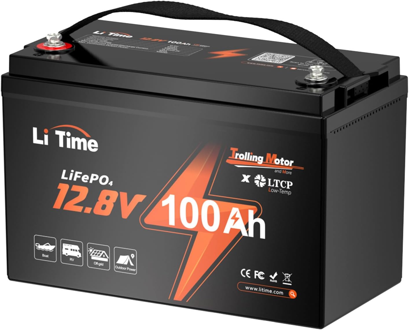 Litime 12V 100Ah LiFePO4 Battery, Group 31, 100A BMS, Low Temp Protection, Up to 15000 Cycles, Perfect for Trolling Motor, Yacht, Marine, RV