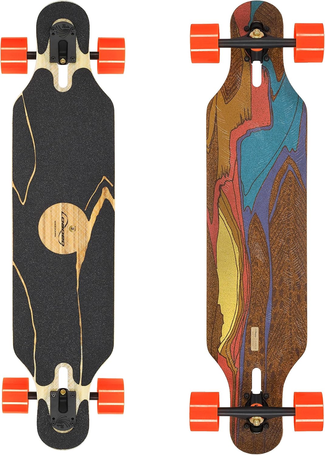 Loaded Boards Icarus Bamboo Longboard Skateboard, Flex 1 (170-250+lbs / 75-115+kg), Orangatang Kegel 80mm/80a Wheels