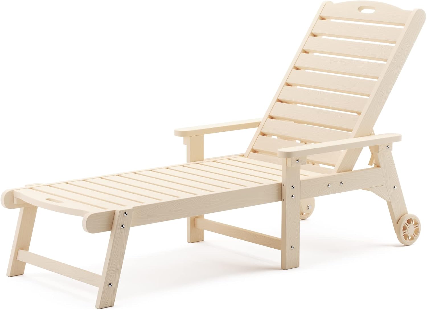 LUE BONA Outdoor Chaise Lounge, HDPS Material, 3-Year Warranty, Patio Lounge Chair with Adjustable Backrest, Resin Pool Lounge Chairs with Wheels for Outside, Poolside, Beach, Backyard, Garden, Sand