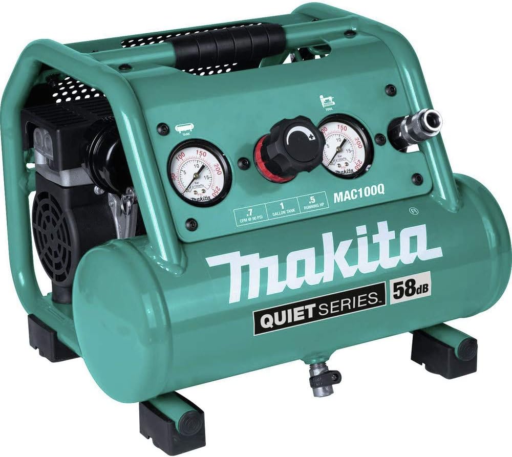 Makita MAC100Q Quiet Series, 1/2 HP, 1 Gallon Compact, Oil-Free, Electric Air Compressor