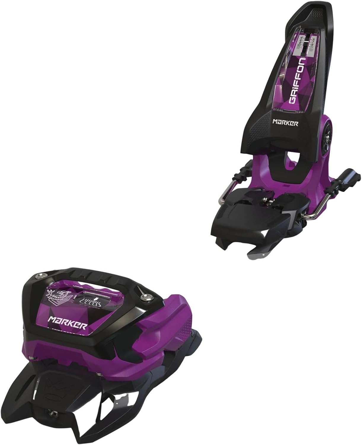 Marker Griffon 13 Ski Bindings, DIN 4.0-13.0 – Triple Pivot Elite 3 Toe Syste, Great for Freeride, Freestyle, Park & Pipem, 90 mm – Black/Purple