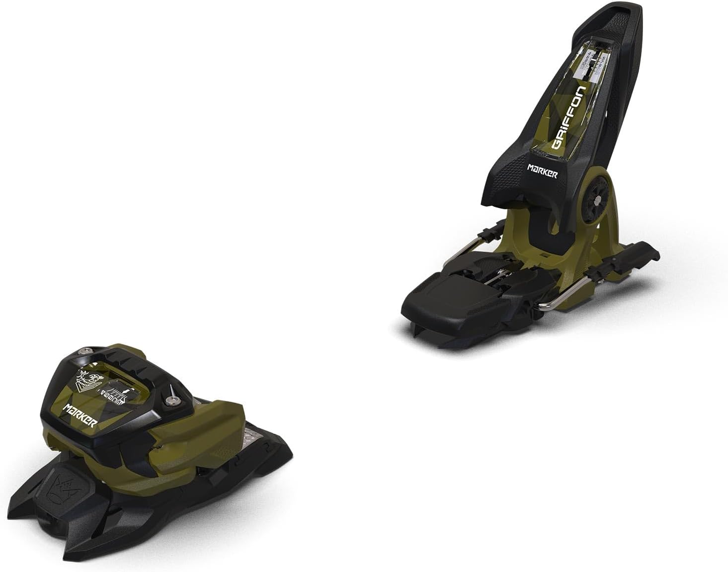 Marker Griffon 13 Ski Bindings, DIN 4.0-13.0 – Triple Pivot Elite 3 Toe Syste, Great for Freeride, Freestyle, Park & Pipem, 90 mm – Olive Green