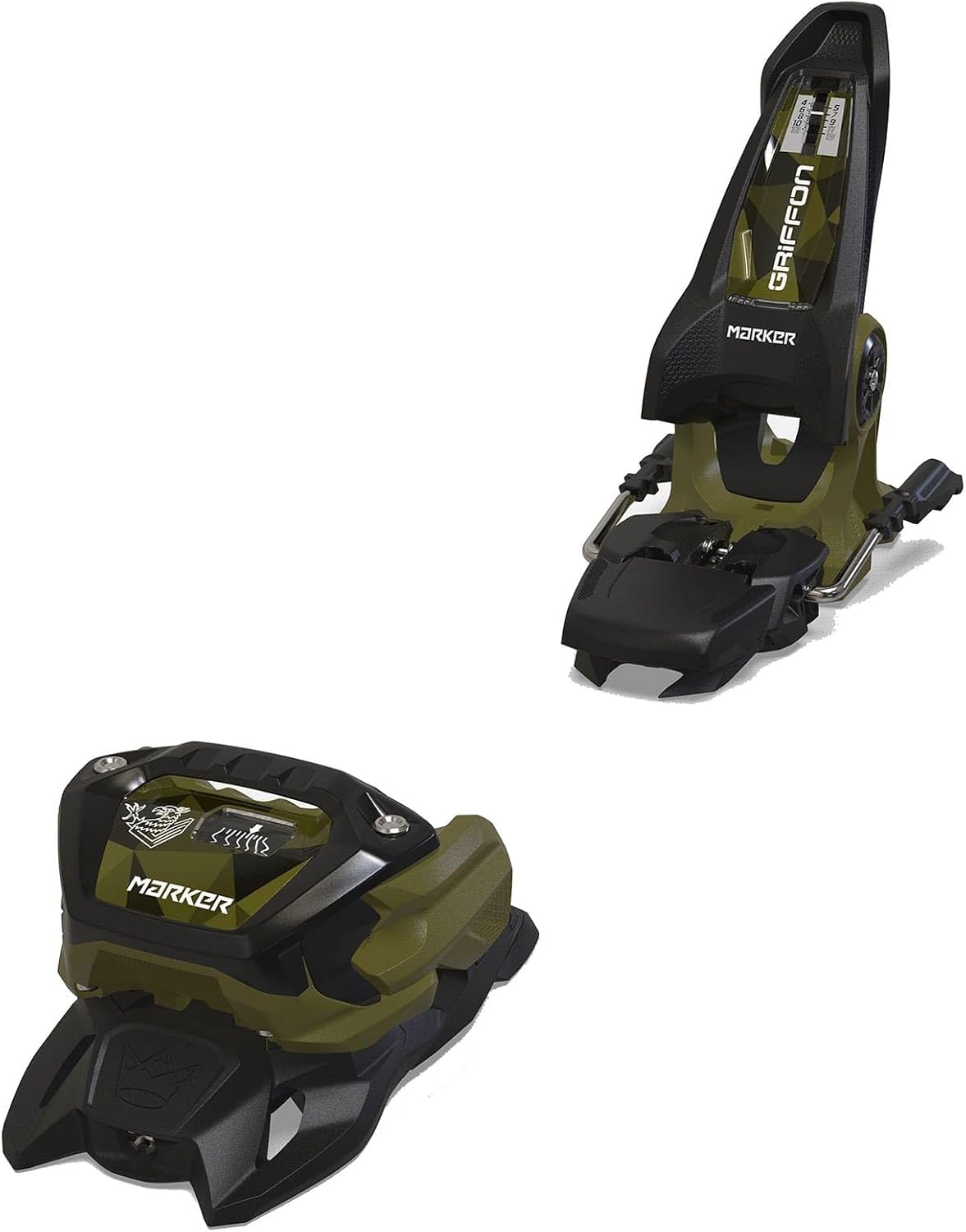 Marker Griffon 13 Ski Bindings, DIN 4.0-13.0 – Triple Pivot Elite 3 Toe System, Great for Freeride, Freestyle, Park & Pipe, 110 mm – Olive Green