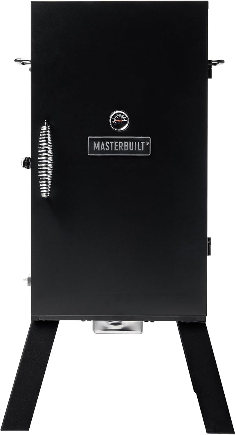 Masterbuilt 30 inch Electric Vertical BBQ Smoker w Analog Temperature Control, Chrome Smoking Racks & 535 Cooking Square Inches, Black – MB20070210