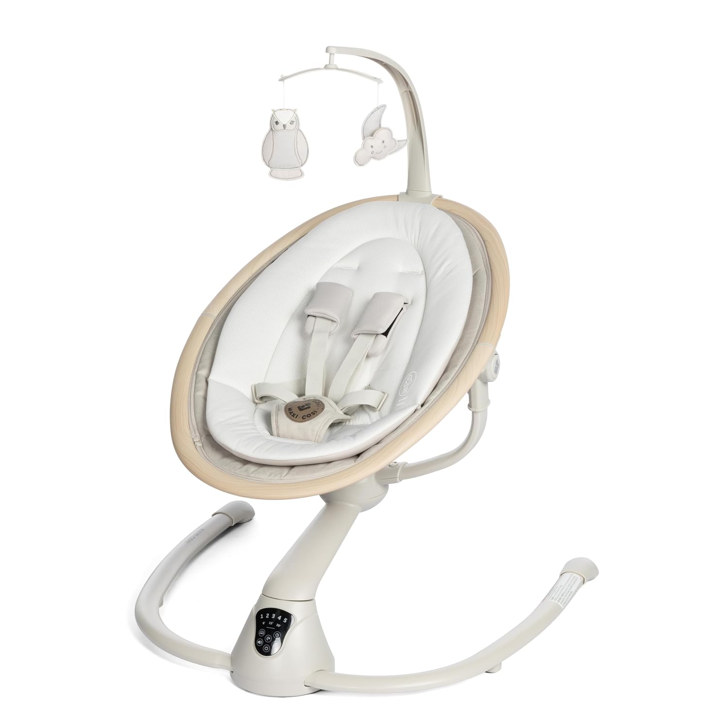 Maxi-Cosi Cassia Baby Swing – Smart, Portable, Foldable, 360 Rotation with Music, Classic Oat