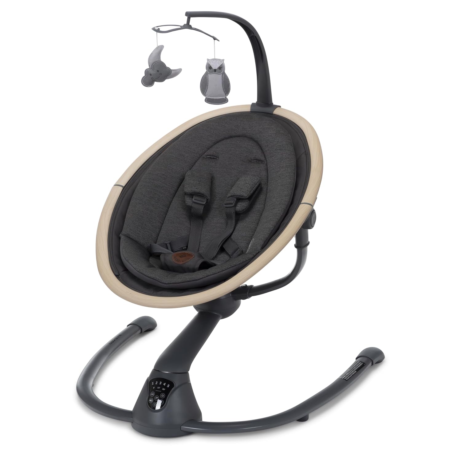Maxi-Cosi Cassia Smart Baby Swing – Portable, Foldable, 360 Rotation, Music, Auto Motion Sensor, 2 Reclines, Classic Graphite