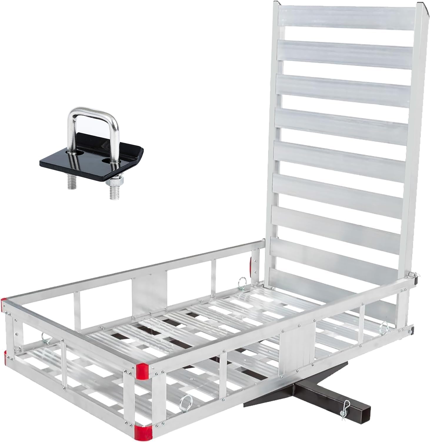 MaxxHaul 80779 Aluminum Hitch Mount Wheelchair/Mobility Carrier – 50″ x 29.5″ Cargo Basket w/ High Side Rails & 47″ Ramp – Fits 2″ Receiver – 500 lb