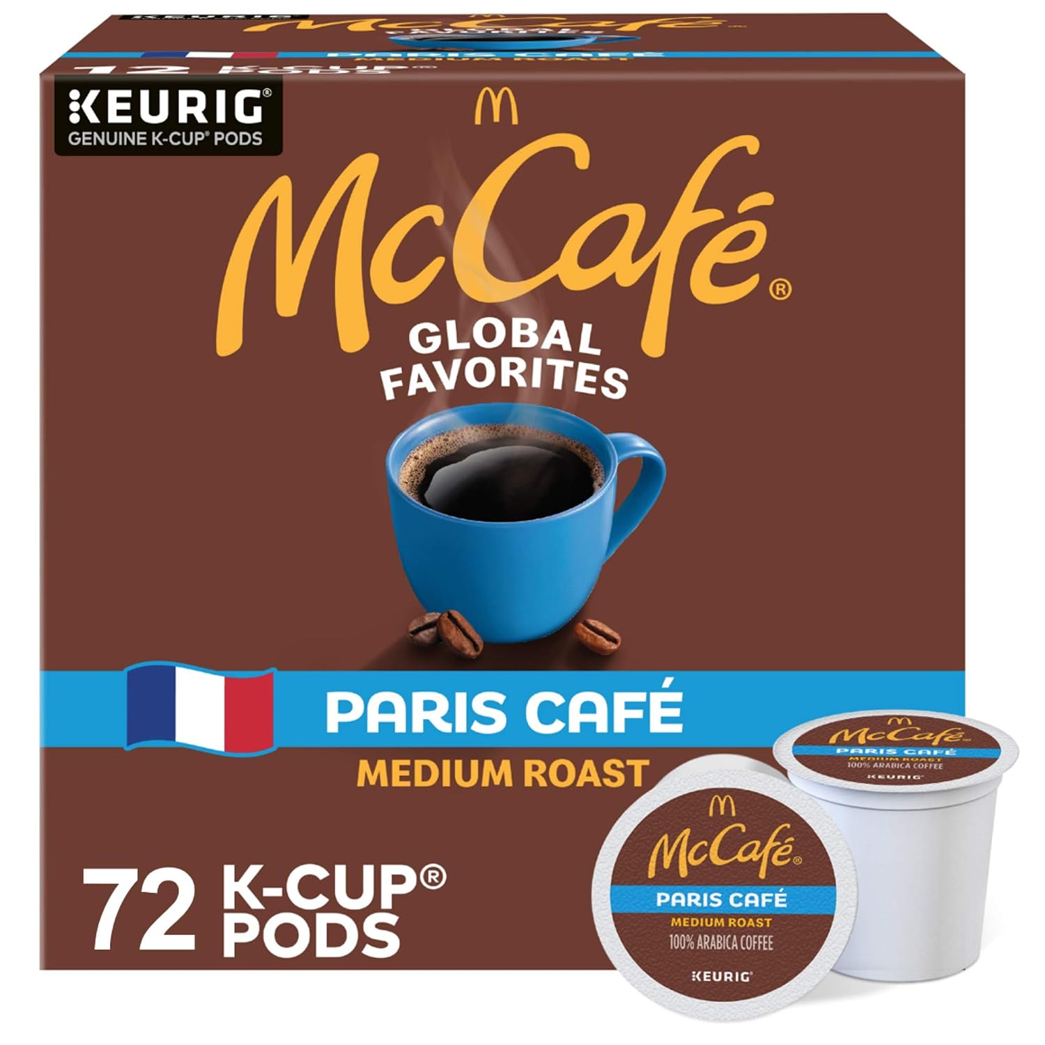McCafe Paris Cafe, Single Serve Coffee Keurig K-Cup Pods, Medium Roast Coffee, 72 Count (6 Packs of 12)