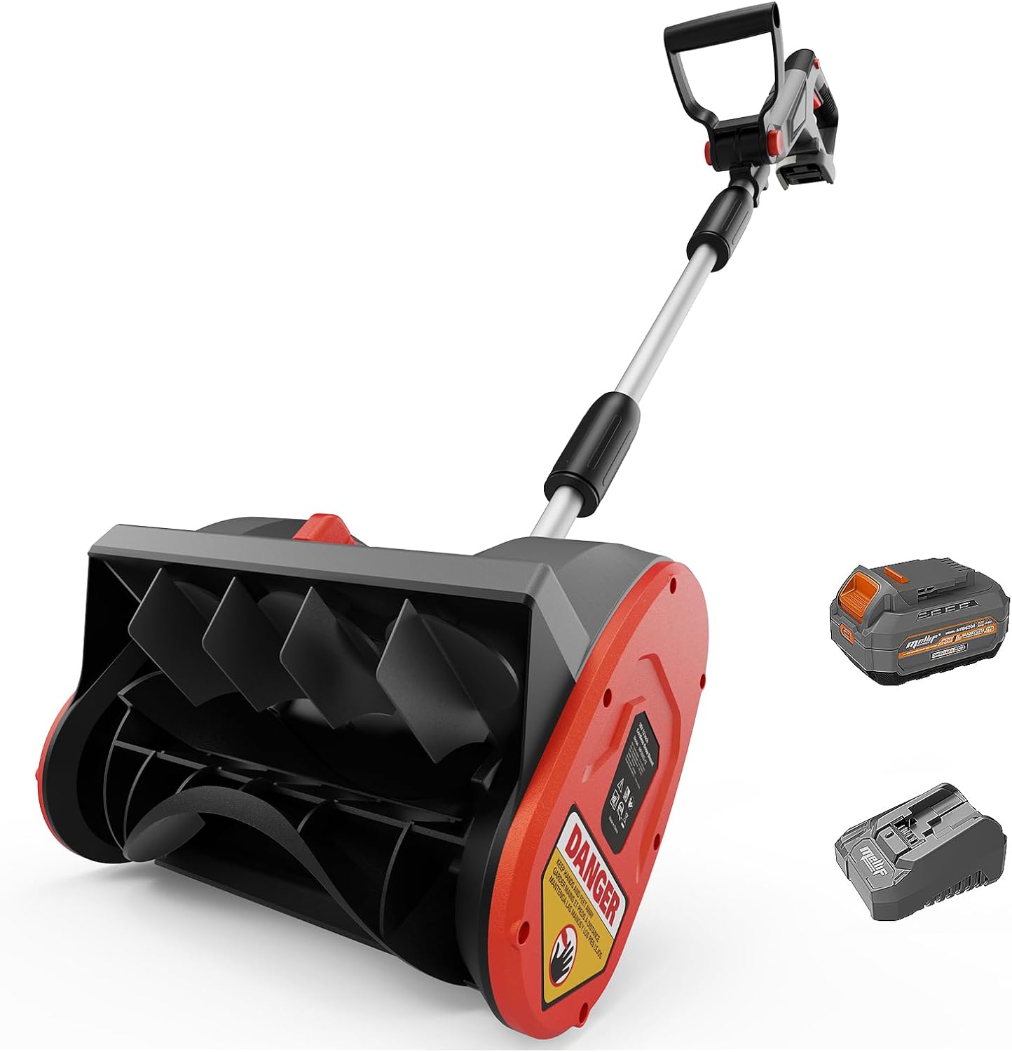 Mellif Cordless Snow Shovel, 12-Inch Brushless Snow Blower Compatible w Dewalt 20V MAX Battery, Includes 4.0Ah Battery & Charger Kit – Gray