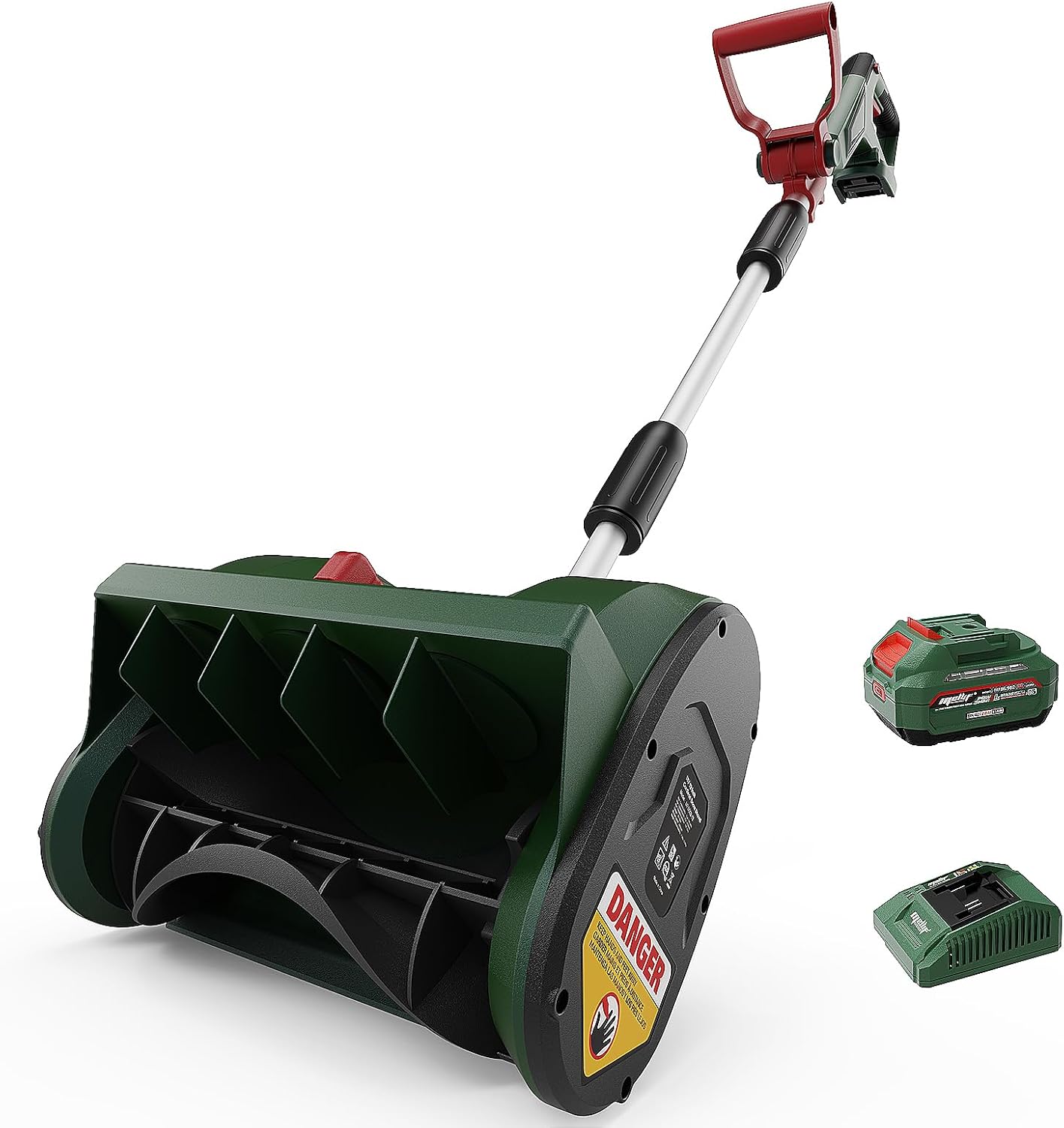 Mellif Cordless Snow Shovel, 12-Inch Brushless Snow Blower Compatible with Makita 18v Battery, Includes 4.0Ah Battery & Charger Kit – Green