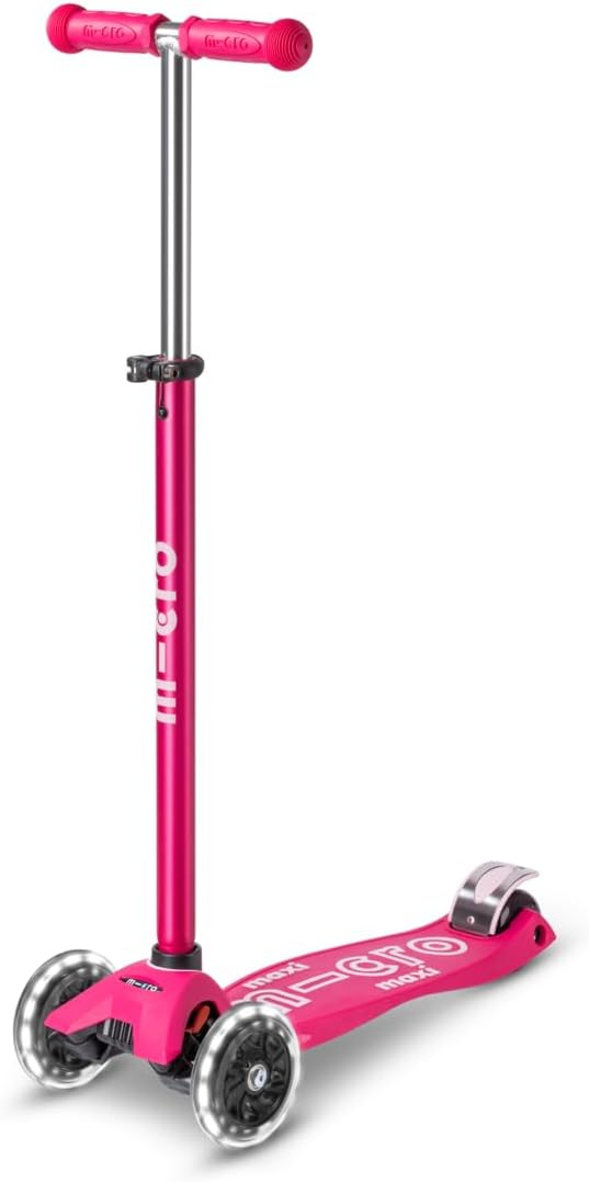 Micro Kickboard Maxi Deluxe LED Scooter (5-12 Years) – Pink