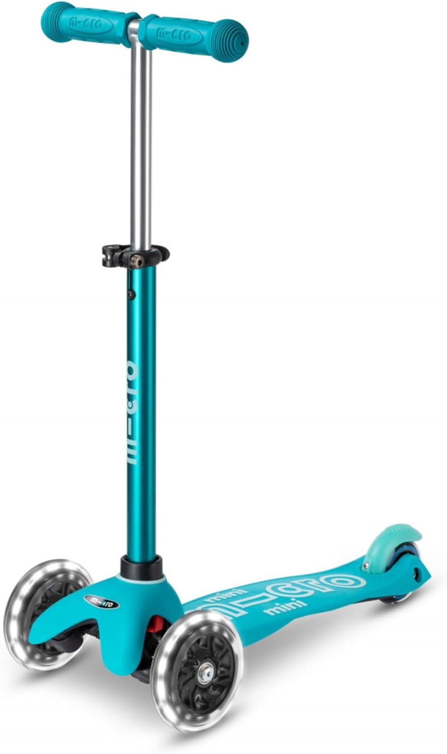 Micro Kickboard Mini Deluxe LED Three-Wheeled Lean-to-Steer Swiss-Designed Micro Scooter – Aqua