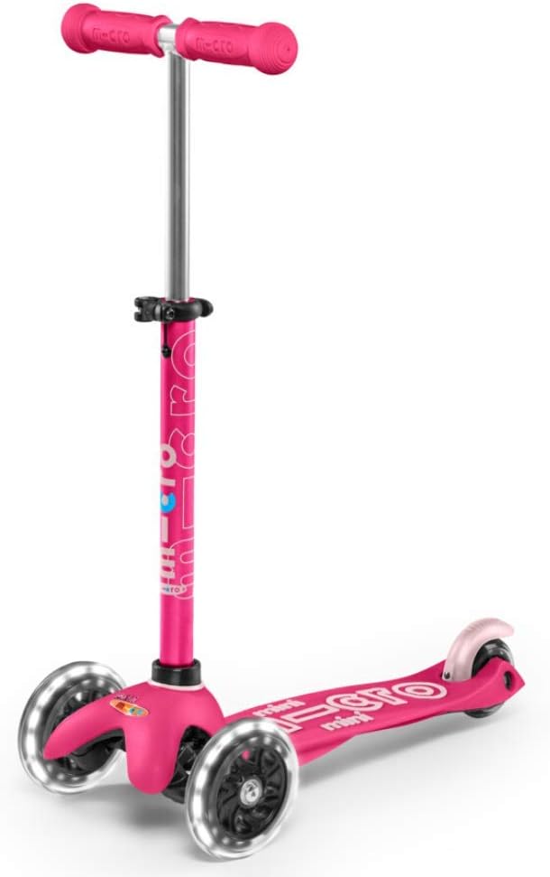 Micro Kickboard Mini Deluxe LED Three-Wheeled Lean-to-Steer Swiss-Designed Micro Scooter – Pink
