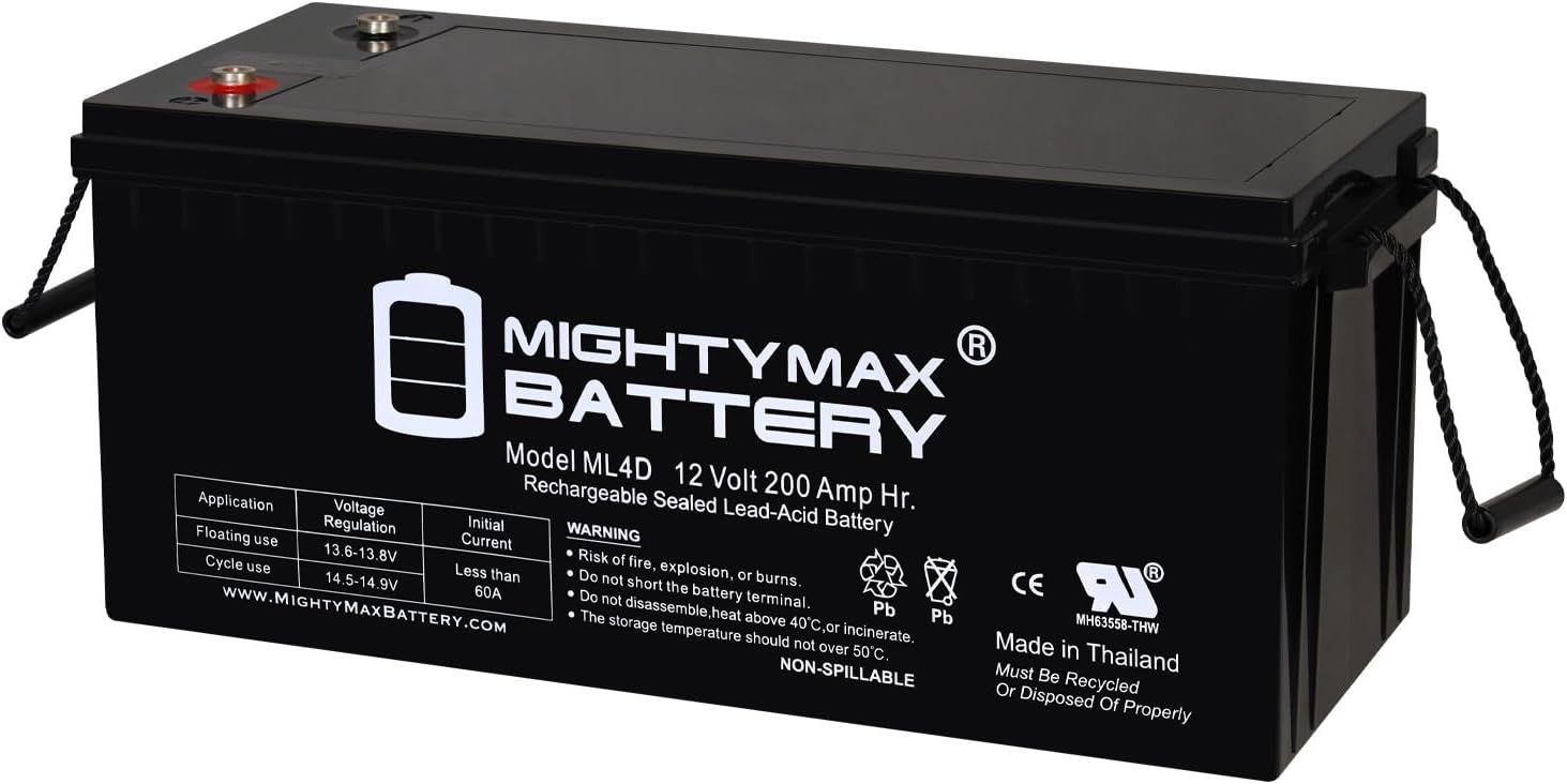 Mighty Max Battery 12V 200Ah 4D SLA AGM Battery Replacement for Solar Systems