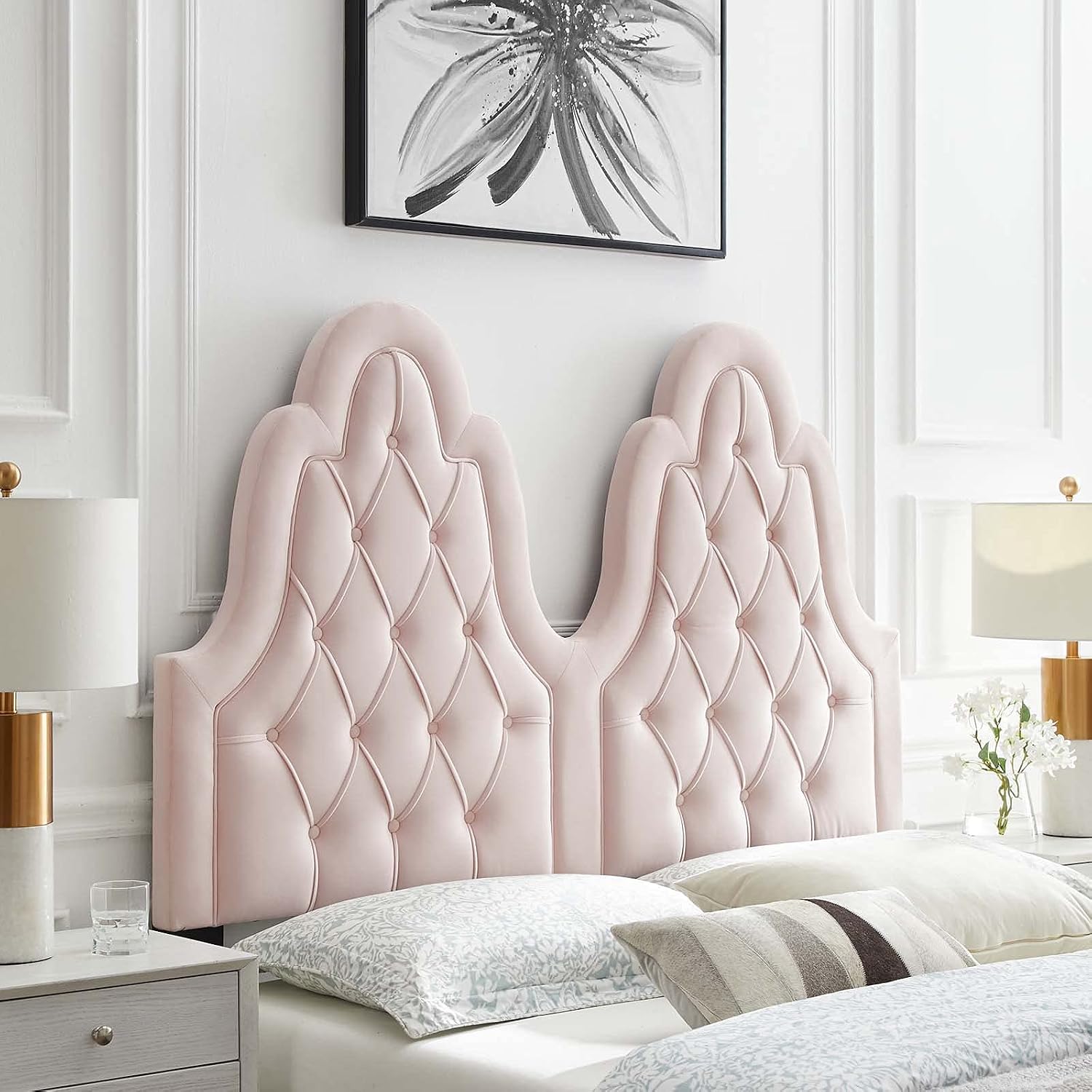 Modway Augustine Tufted Performance Velvet Headboard, King/California King, Pink