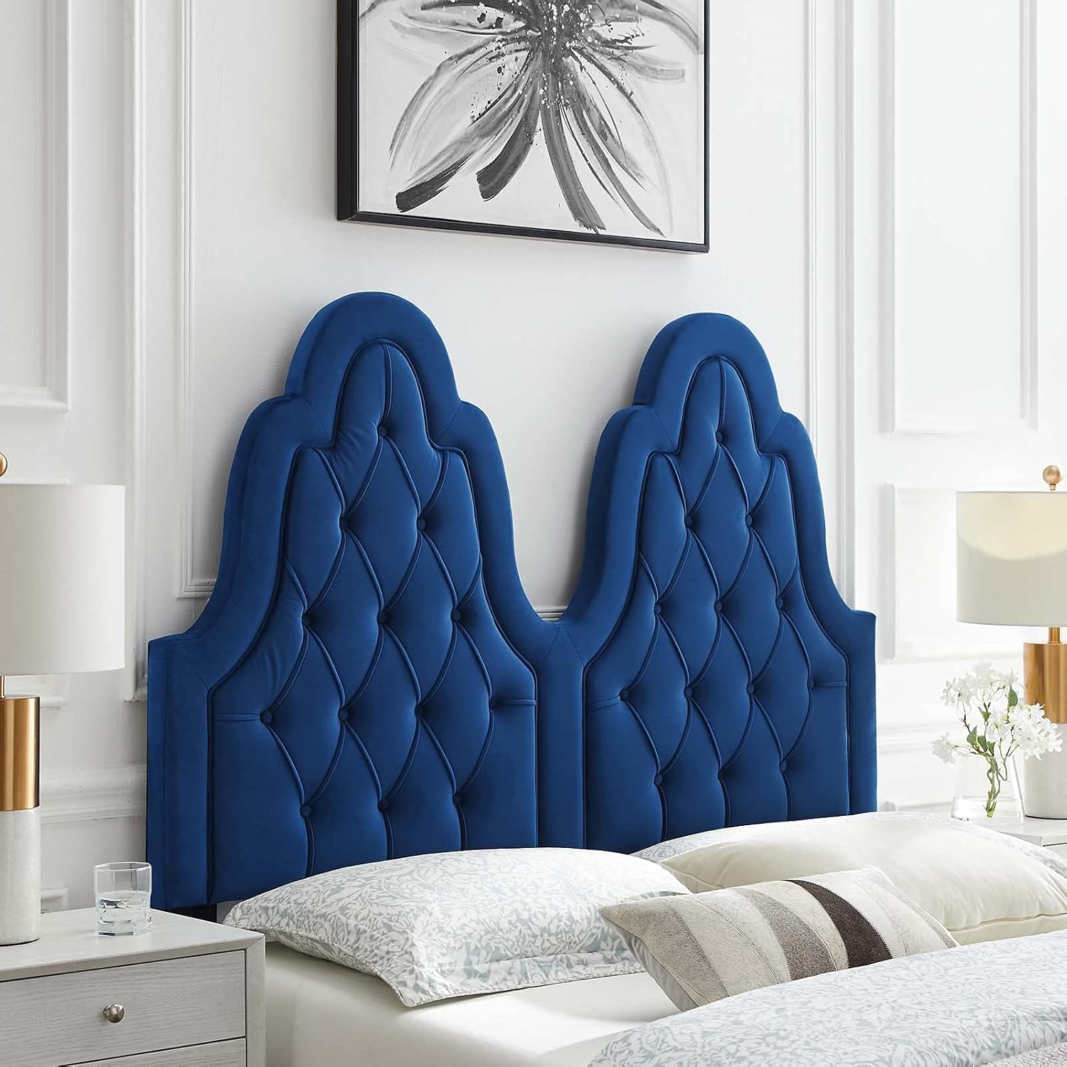 Modway Augustine Tufted Performance Velvet King/California King Headboard in Navy