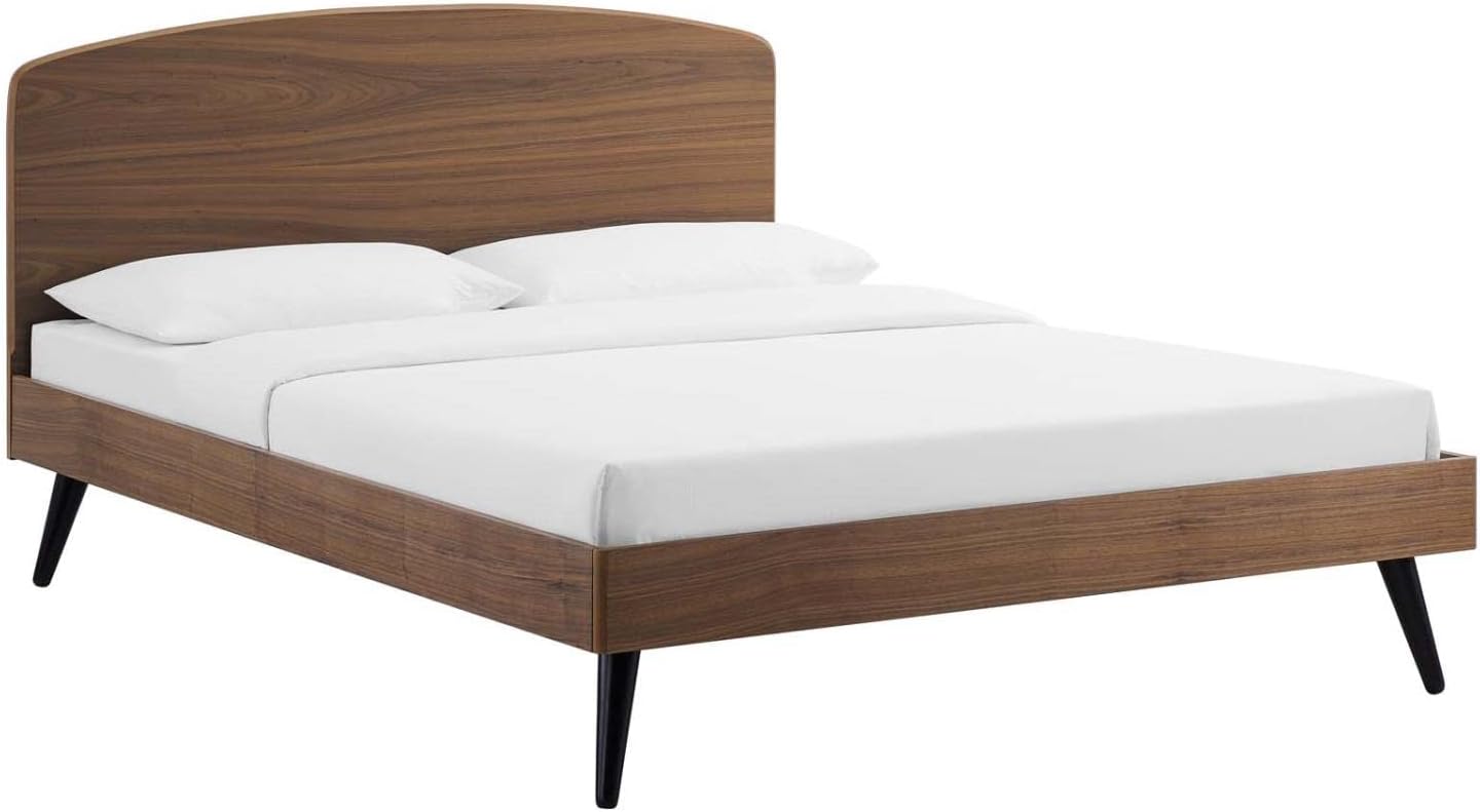 Modway Bronwen King Wood Platform Bed with Walnut Finish MOD-6255-WAL