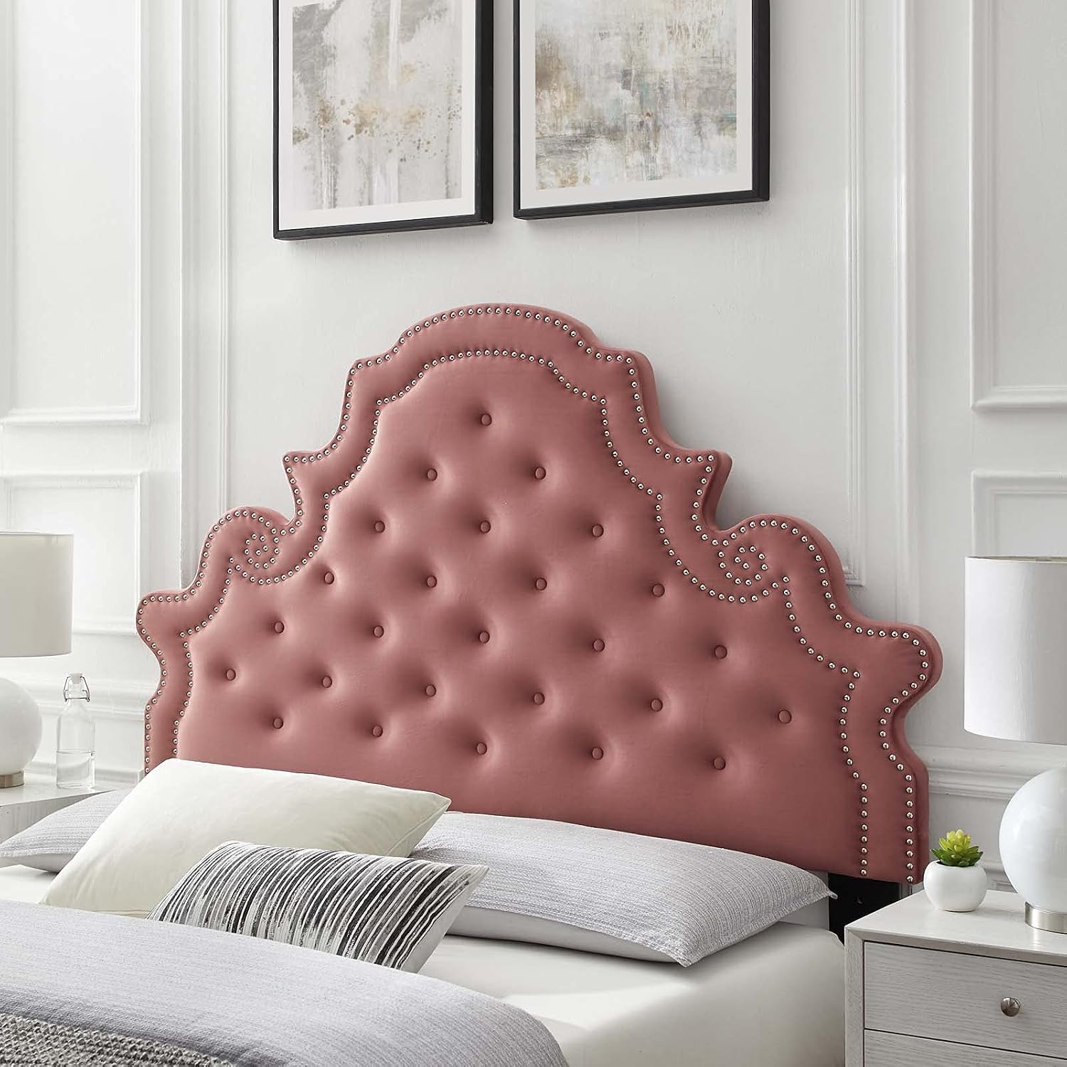 Modway Diana Tufted Performance Velvet King/California King Headboard in Dusty Rose