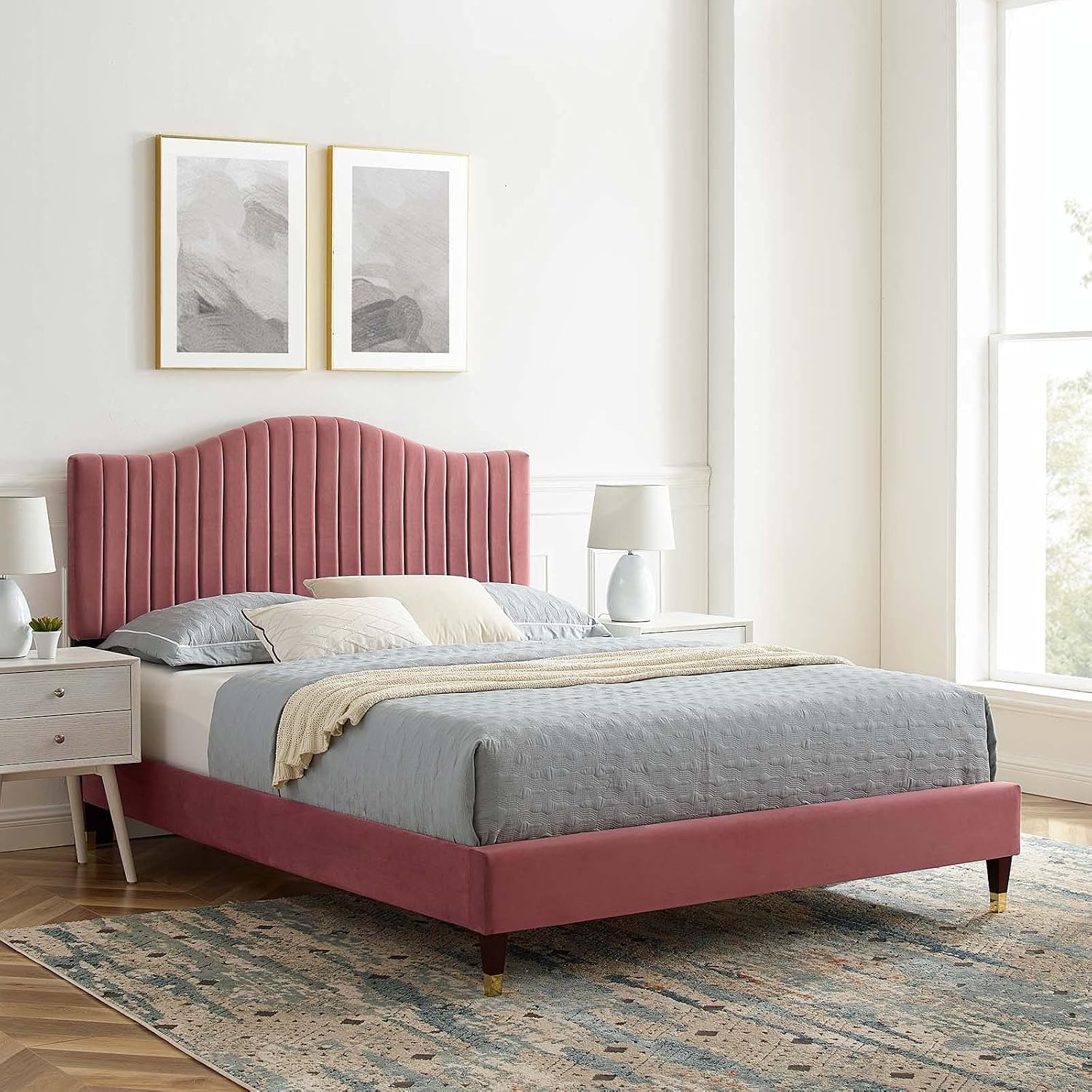 Modway Juniper Platform, Queen, Dusty Rose