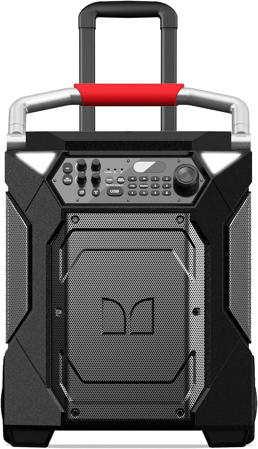 Monster Rockin’ Roller 360 Portable Bluetooth Speaker – 240W, 100H Playtime, Indoor/Outdoor 360° Sound, Includes Microphone