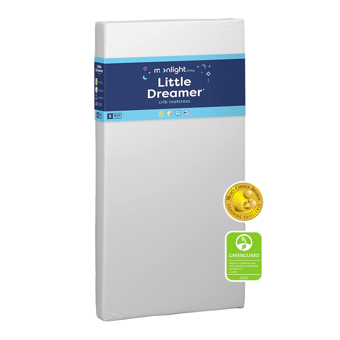 Moonlight Slumber Little Dreamer Crib Mattress – Dual-Sided Baby & Toddler, Firm Support, Waterproof, Hypoallergenic, 5″ Foam, Made in USA