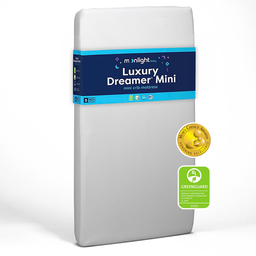 Moonlight Slumber Luxury Dreamer Mini Crib Mattress, Dual-Sided Baby & Toddler, CoolGel Foam, Waterproof, Hypoallergenic, 24x38x5, Made in USA